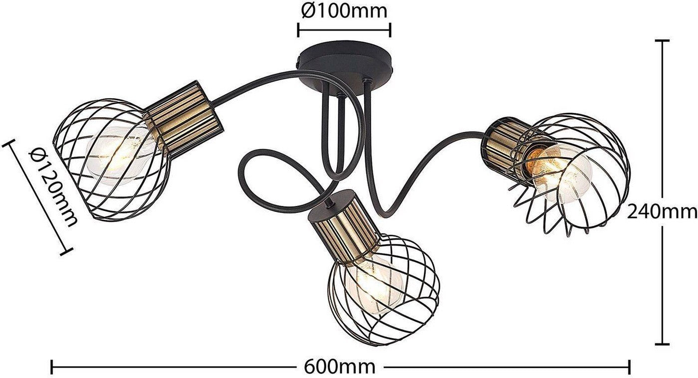 Lindby Cornel lubinis šviestuvas, narveliai, trys šviestuvai