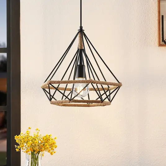 Lindby Elini narvelio efekto pakabinamas šviestuvas, kanapinė virvė