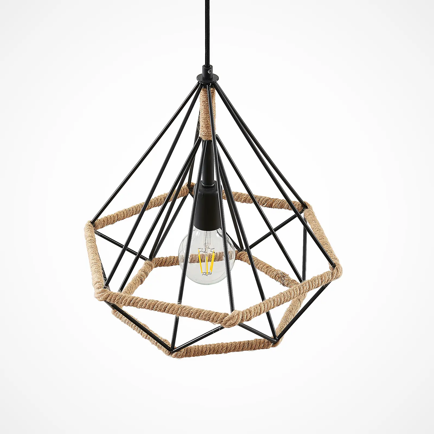 Lindby Elini narvelio efekto pakabinamas šviestuvas, kanapinė virvė