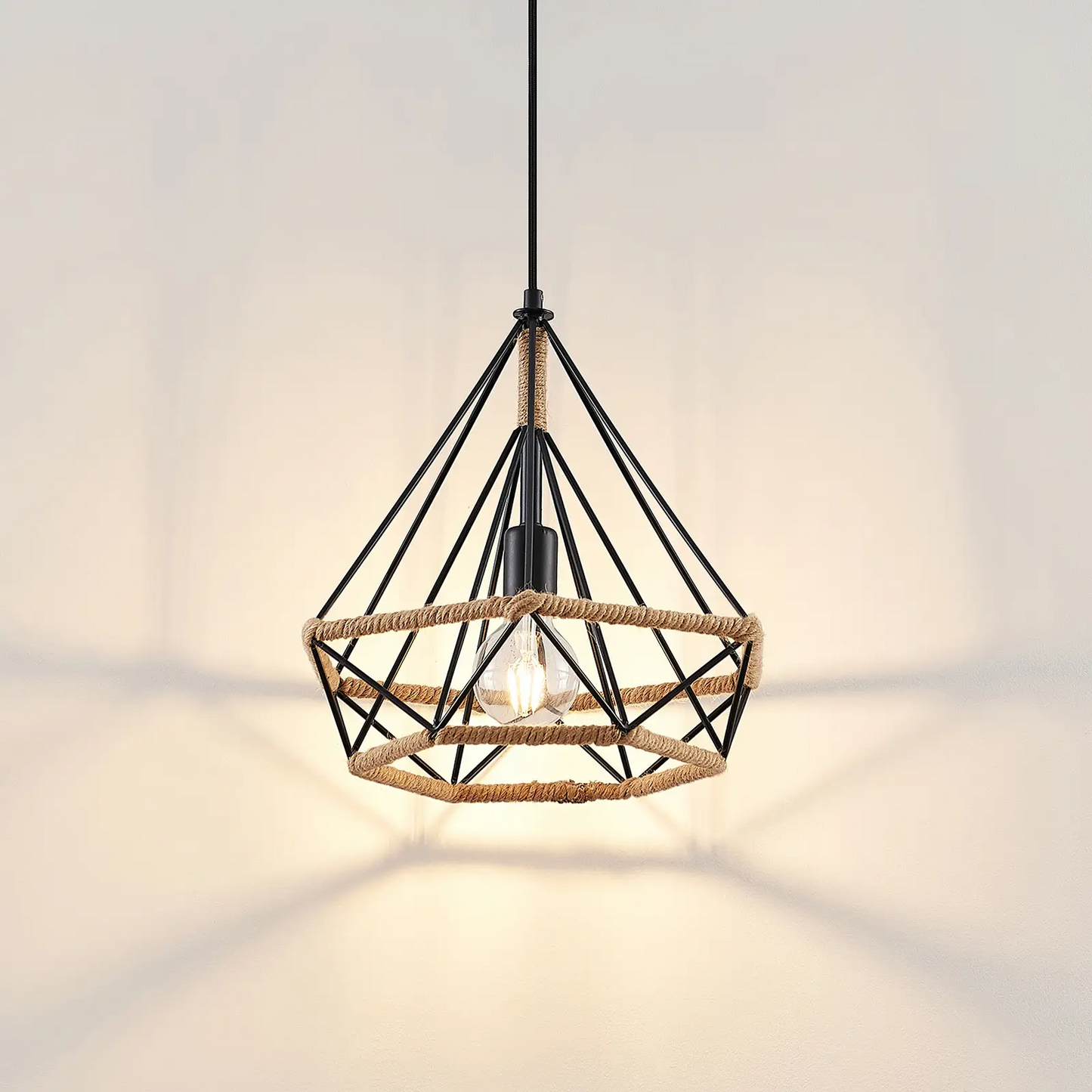 Lindby Elini narvelio efekto pakabinamas šviestuvas, kanapinė virvė