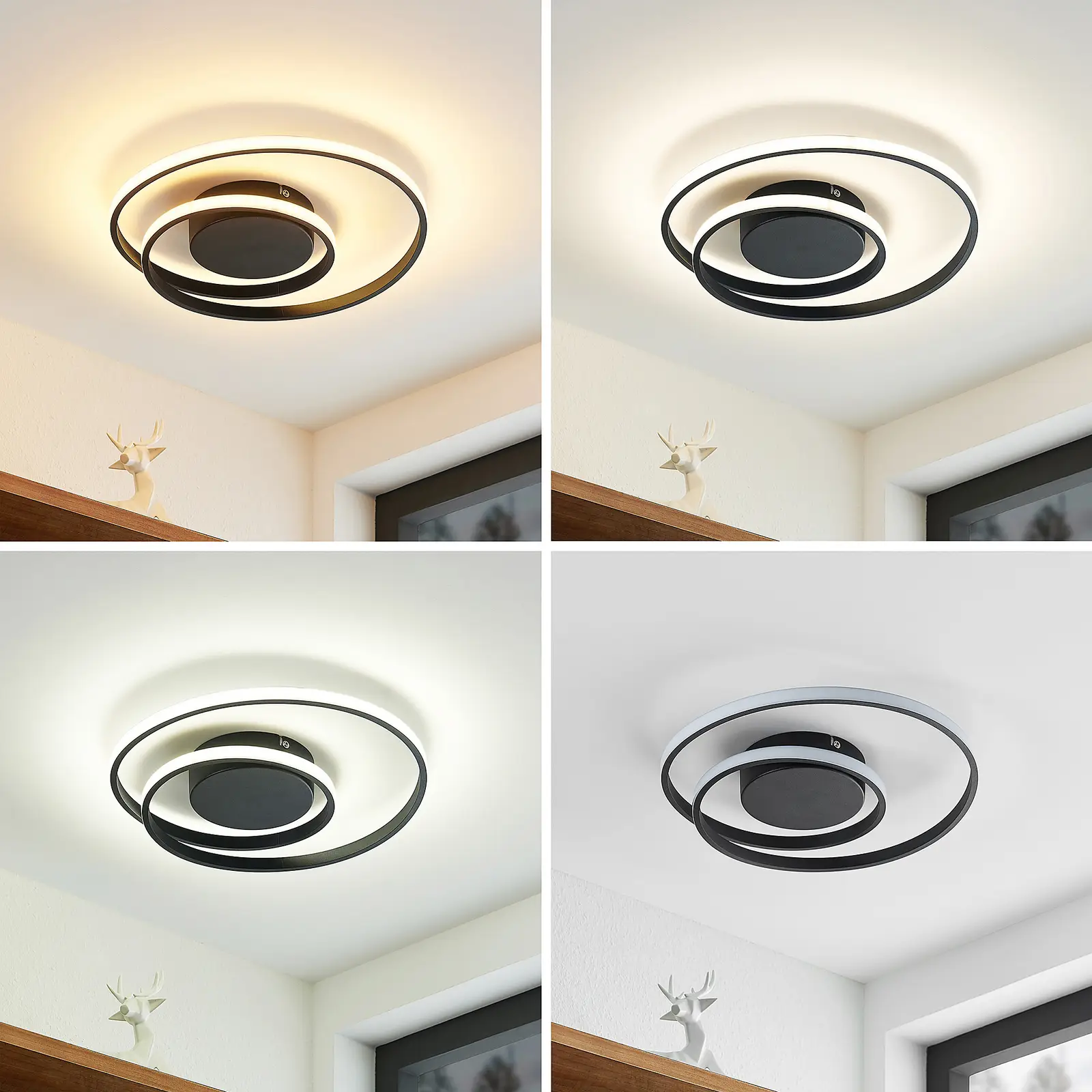 Lindby LED lubinis šviestuvas Emisua CCT reguliuojamas juodos spalvos