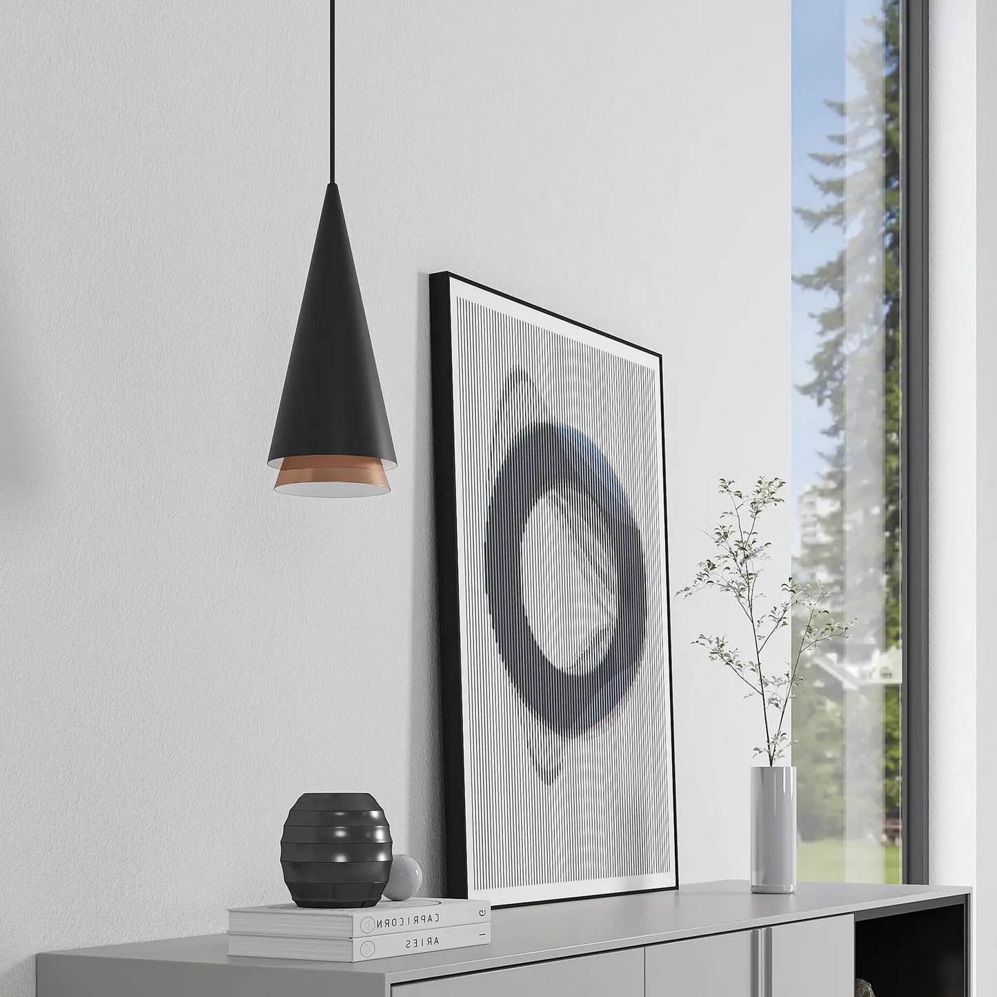 Lucande Naoh pakabinamas šviestuvas, vienagalvis, juodas