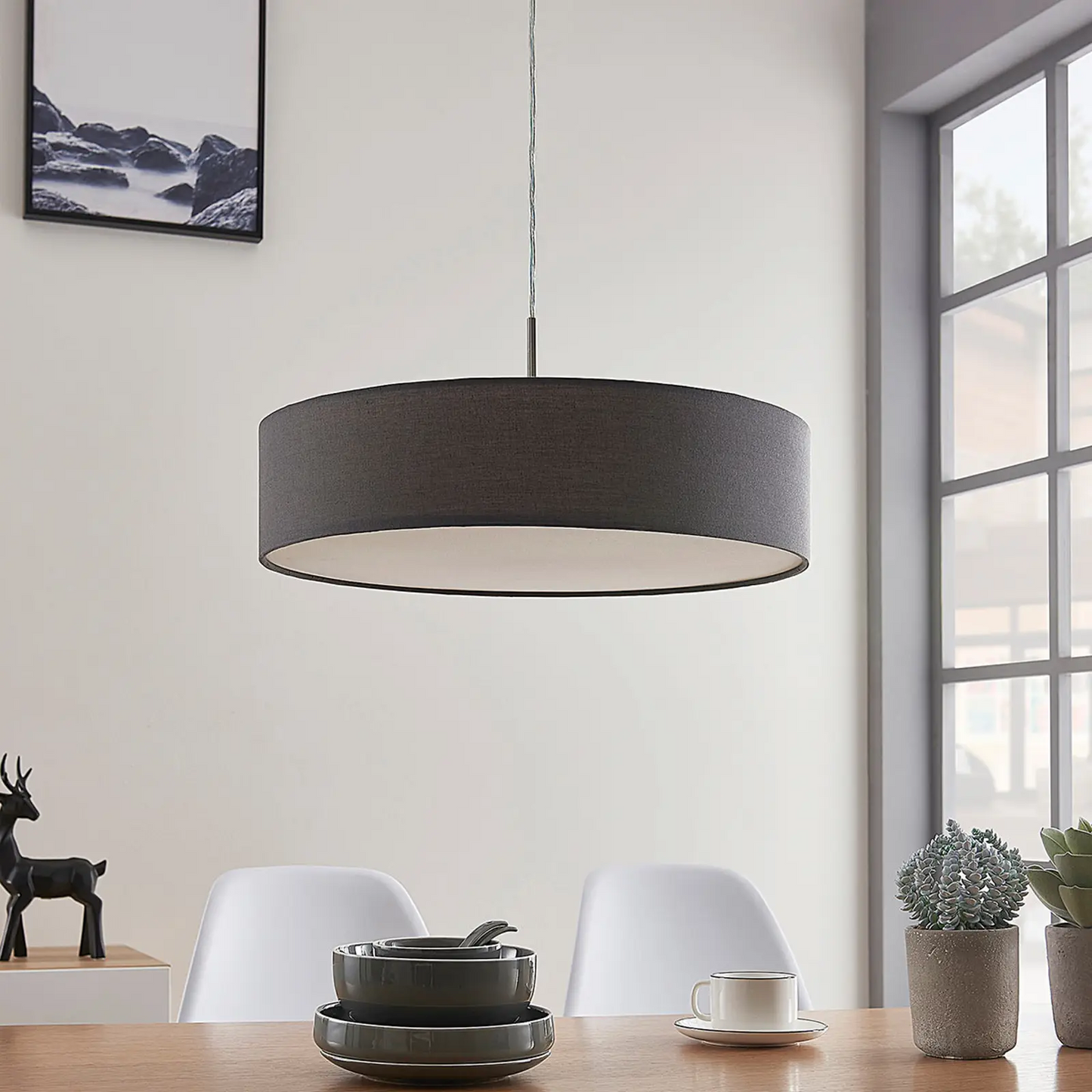 Sebatin pakabinamas šviestuvas su E27 LED, 50 cm, pilkas