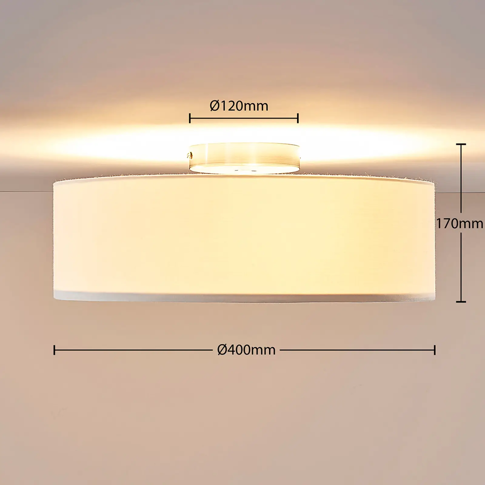 Lubinis šviestuvas Sebatin, 40 cm, kreminis