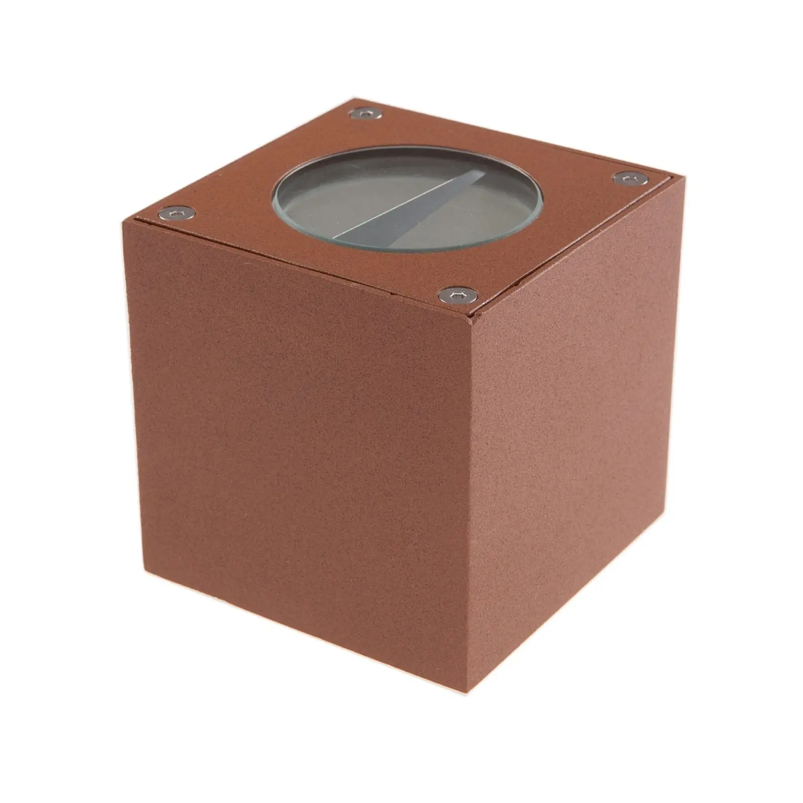 Rūdžių rudos spalvos Jarno LED lauko sieninis šviestuvas, kubo formos