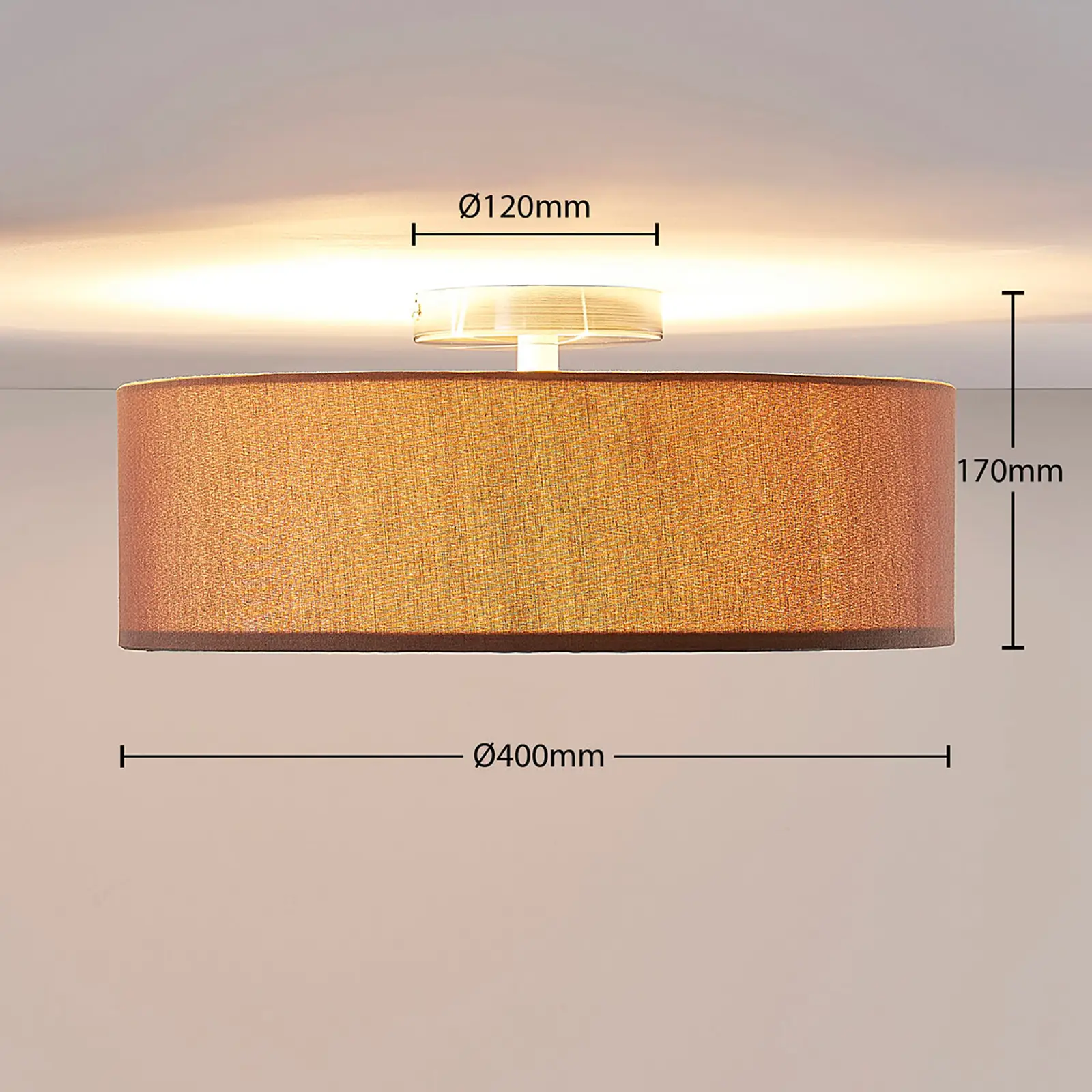 Lubinis šviestuvas Sebatin, 40 cm, šviesiai ruda