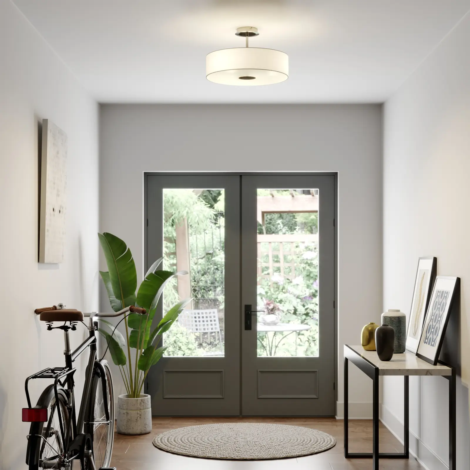 Lubinis šviestuvas Josia iš audinio, baltas