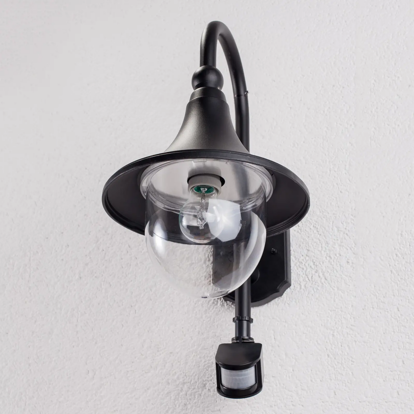 Sieninis lauko šviestuvas Daphne, juodas, su jutikliu