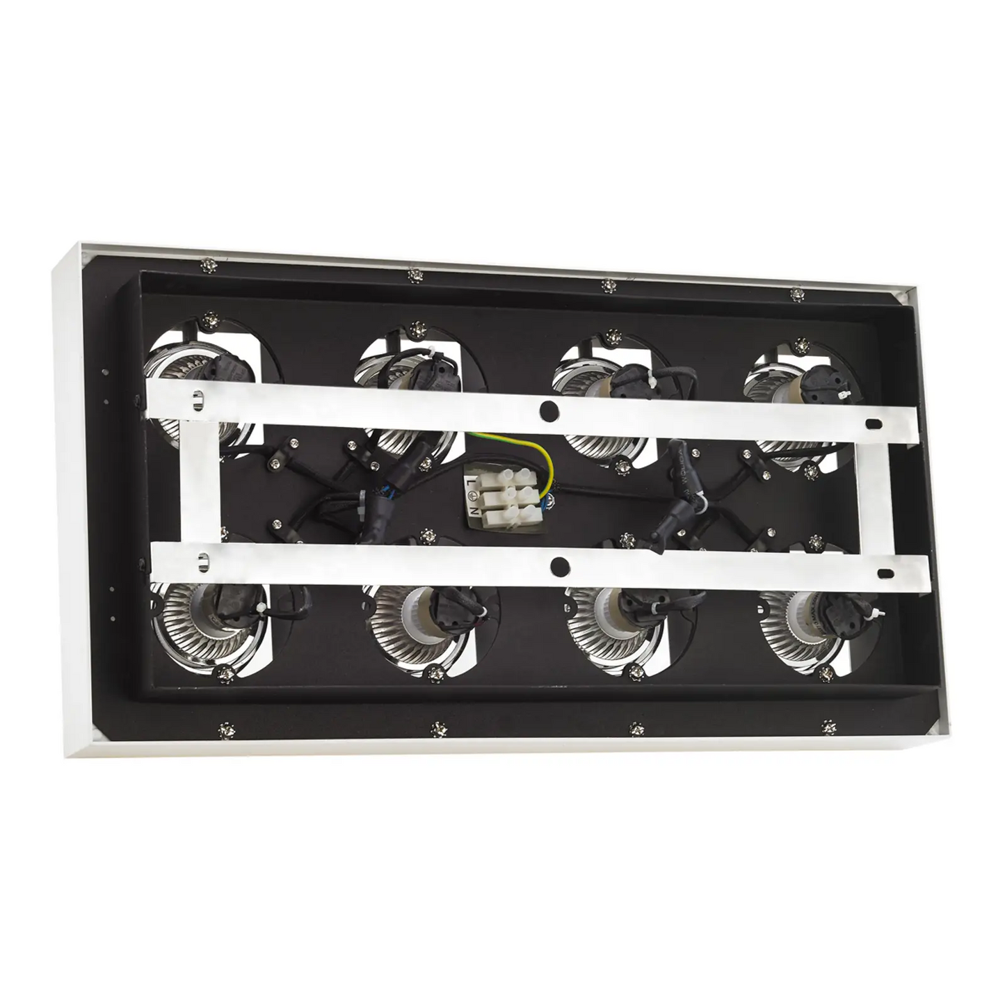 Baltos spalvos didelio intensyvumo Vince LED lubinis šviestuvas su 8 lemputėmis.