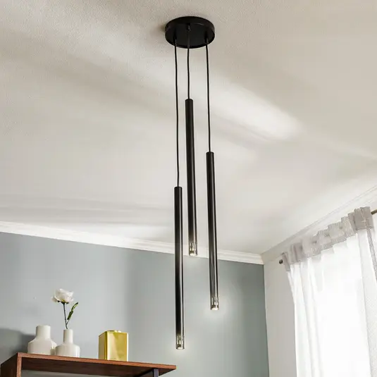 Sopel pakabinamas šviestuvas, 3 lempučių, juodas