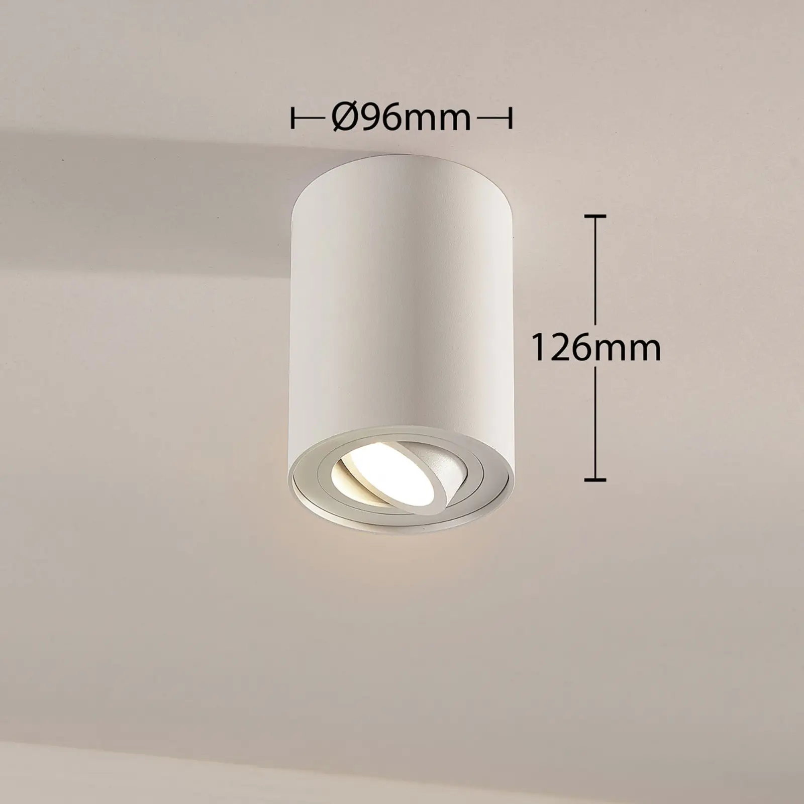 Paviršinis lubų prožektorius Jolina, baltas