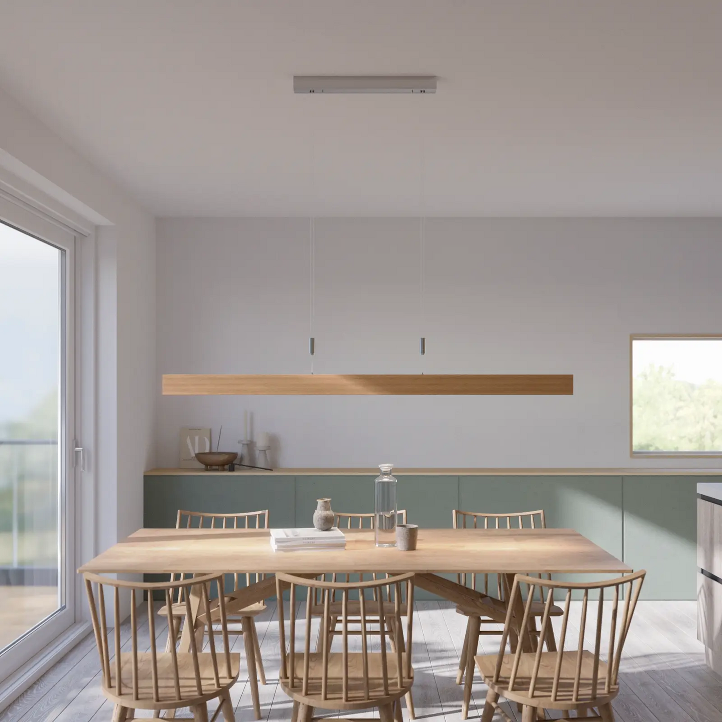 Lise LED pakabinamas šviestuvas, natūralaus ąžuolo, 158 cm