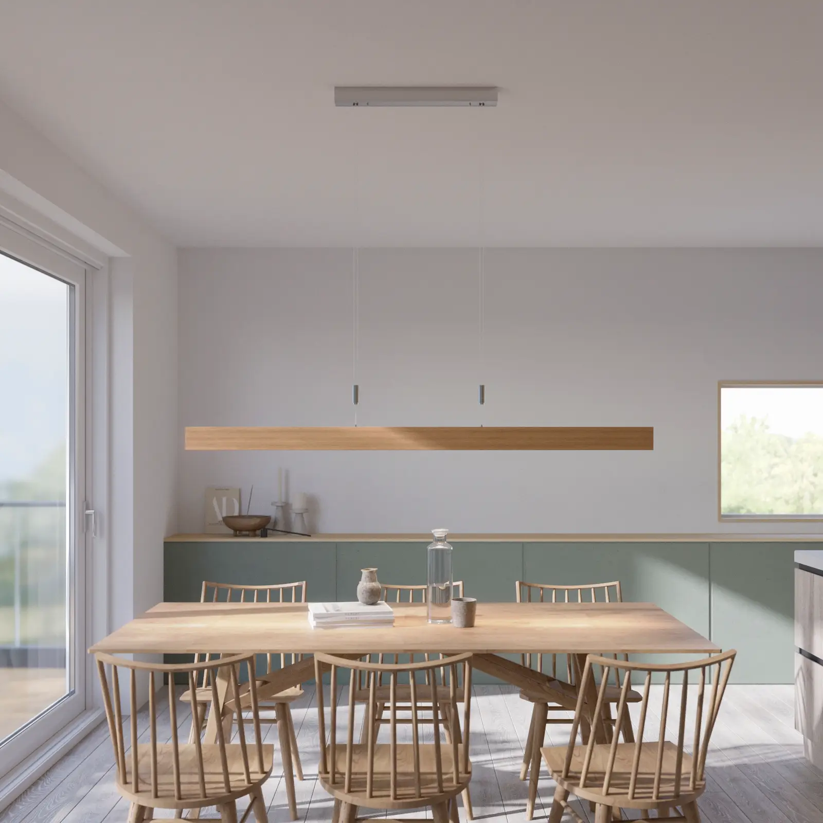 Lise LED pakabinamas šviestuvas, natūralaus ąžuolo, 158 cm