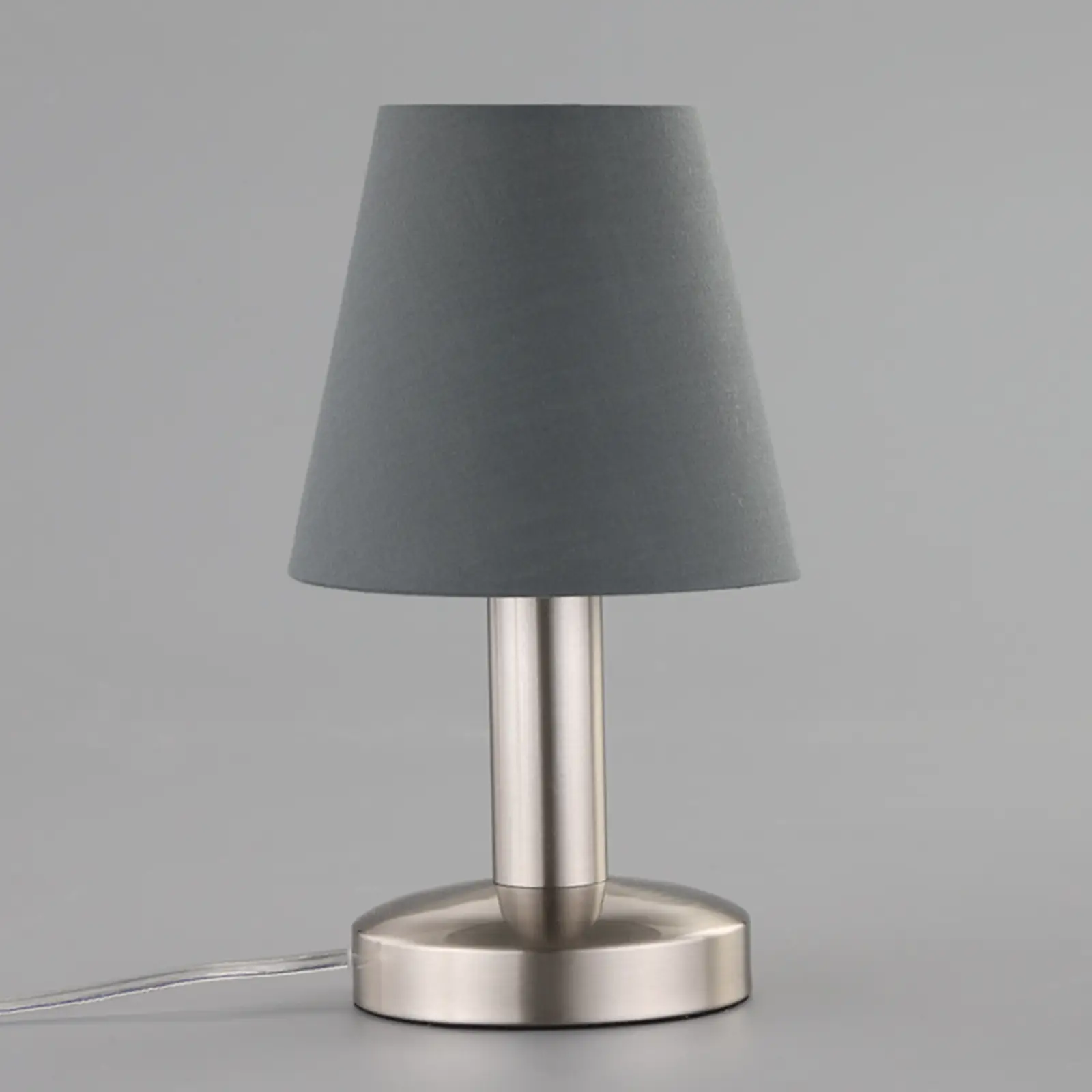 Pilka Hanno naktinė lempa su medžiaginiu gaubtu