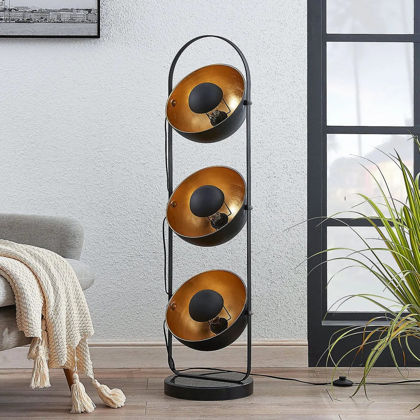 Toršeras Muriel 3 lempučių. juodas Auksas