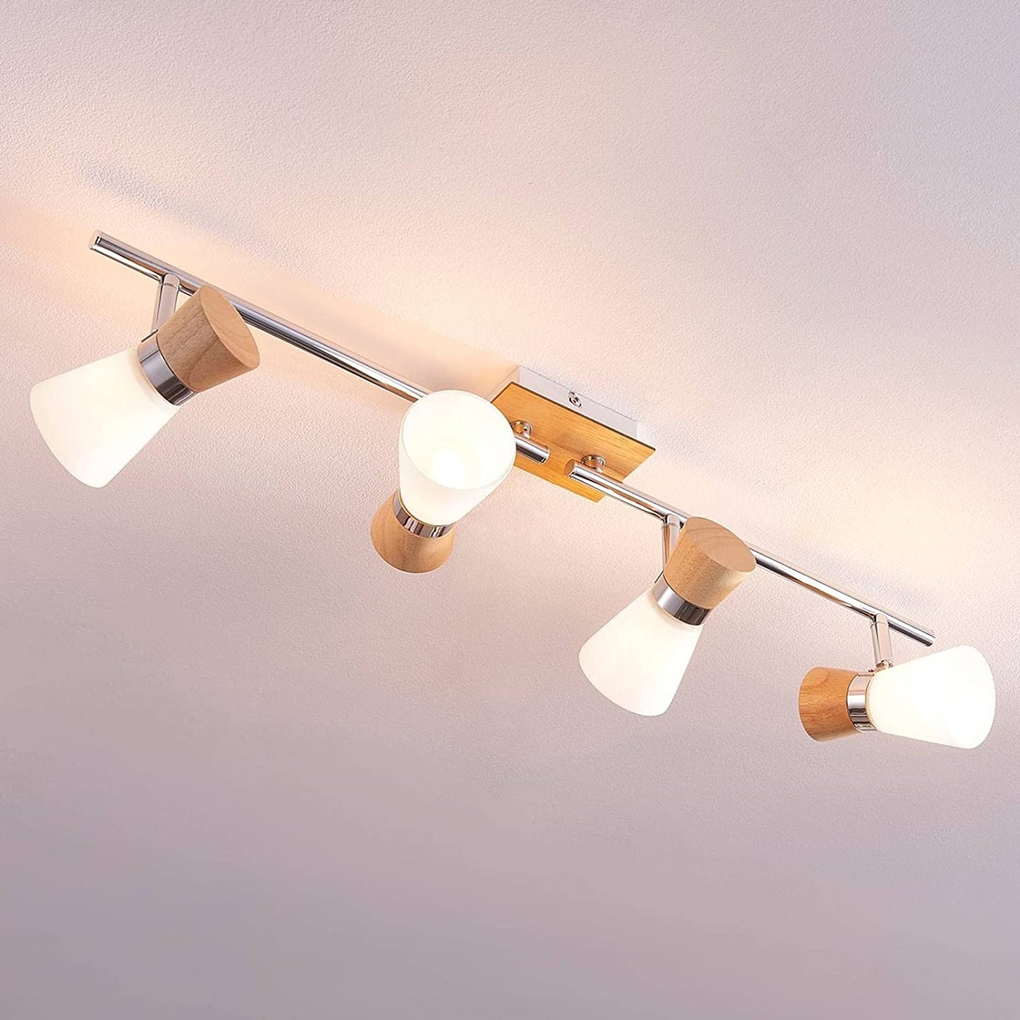 Keturių lempučių Vivica medinis lubų prožektorius