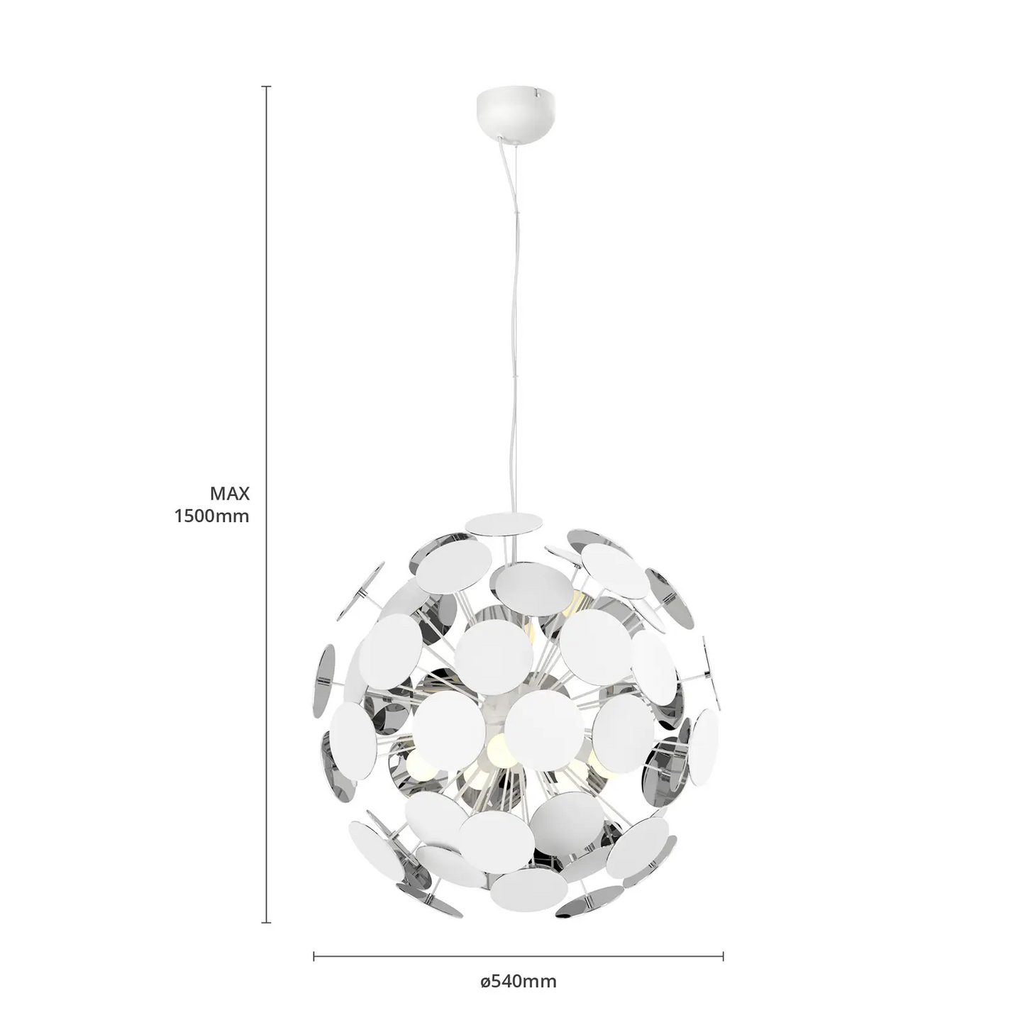 Baltas pakabinamas šviestuvas Kinan su diskais