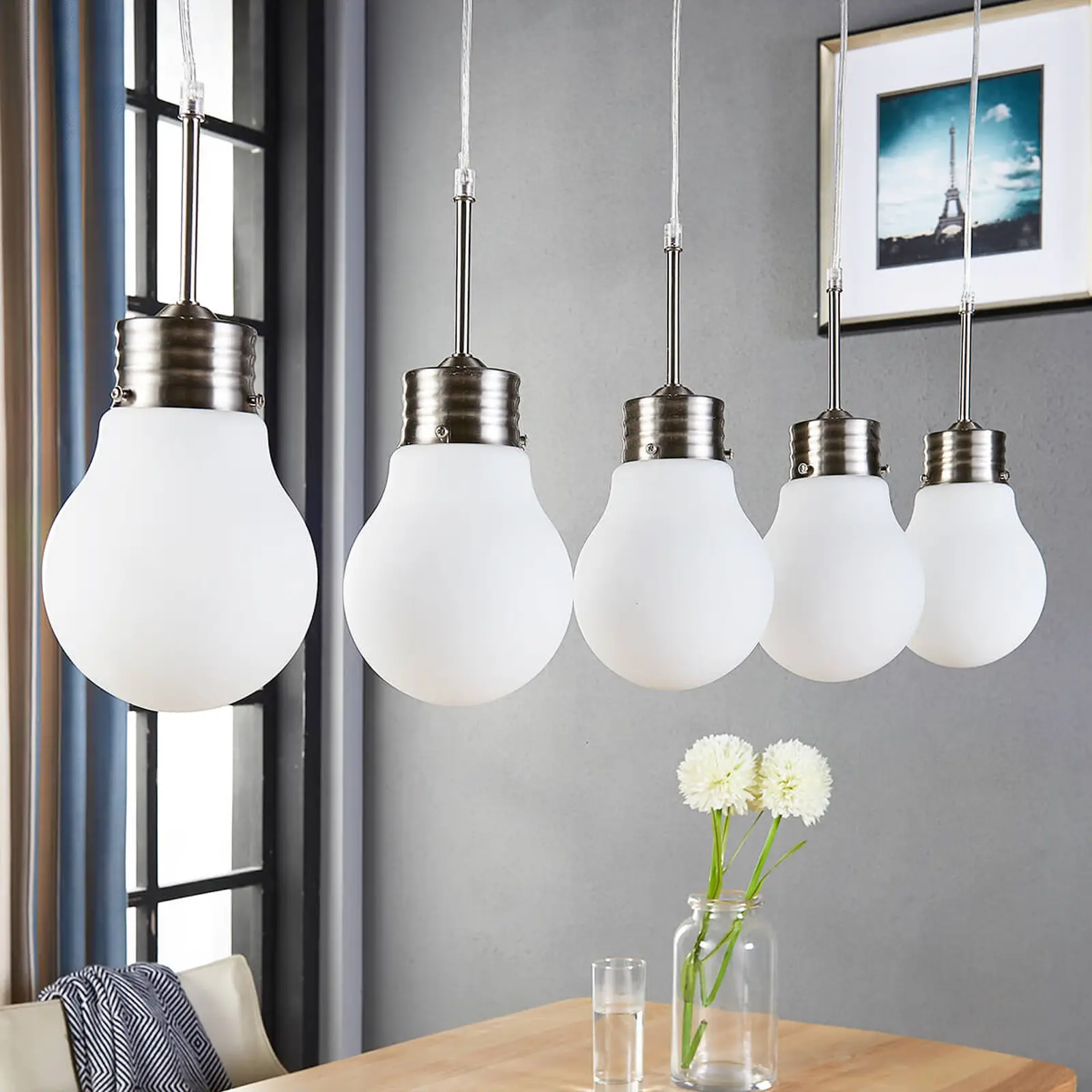 LED pakabinamas šviestuvas Bado lemputės formos, reguliuojamas, 5 lempučių.