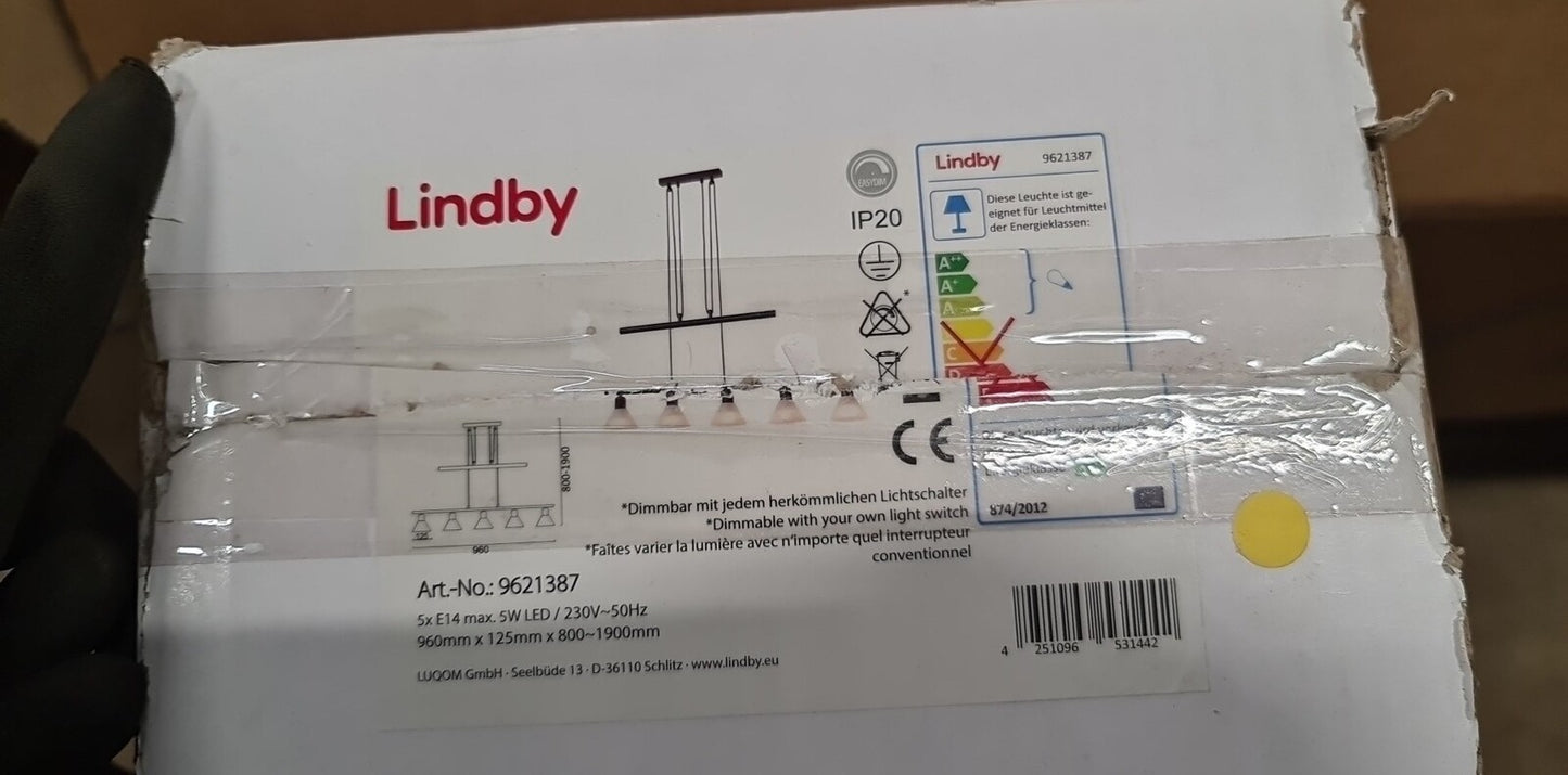 Eleasa LED pakabinamas šviestuvas, easydim 5 lempučių, juodas