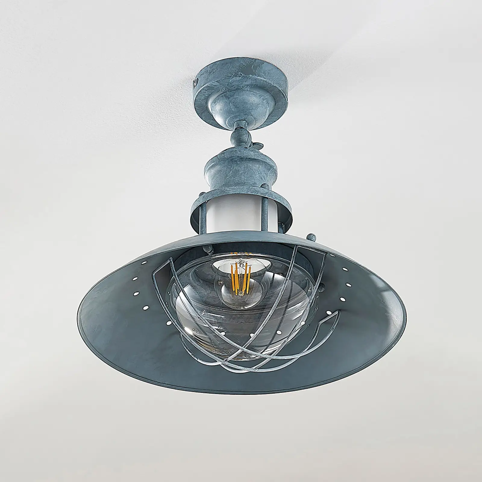 Betoninis pilkas lubinis šviestuvas Louisanne, pramoninio stiliaus