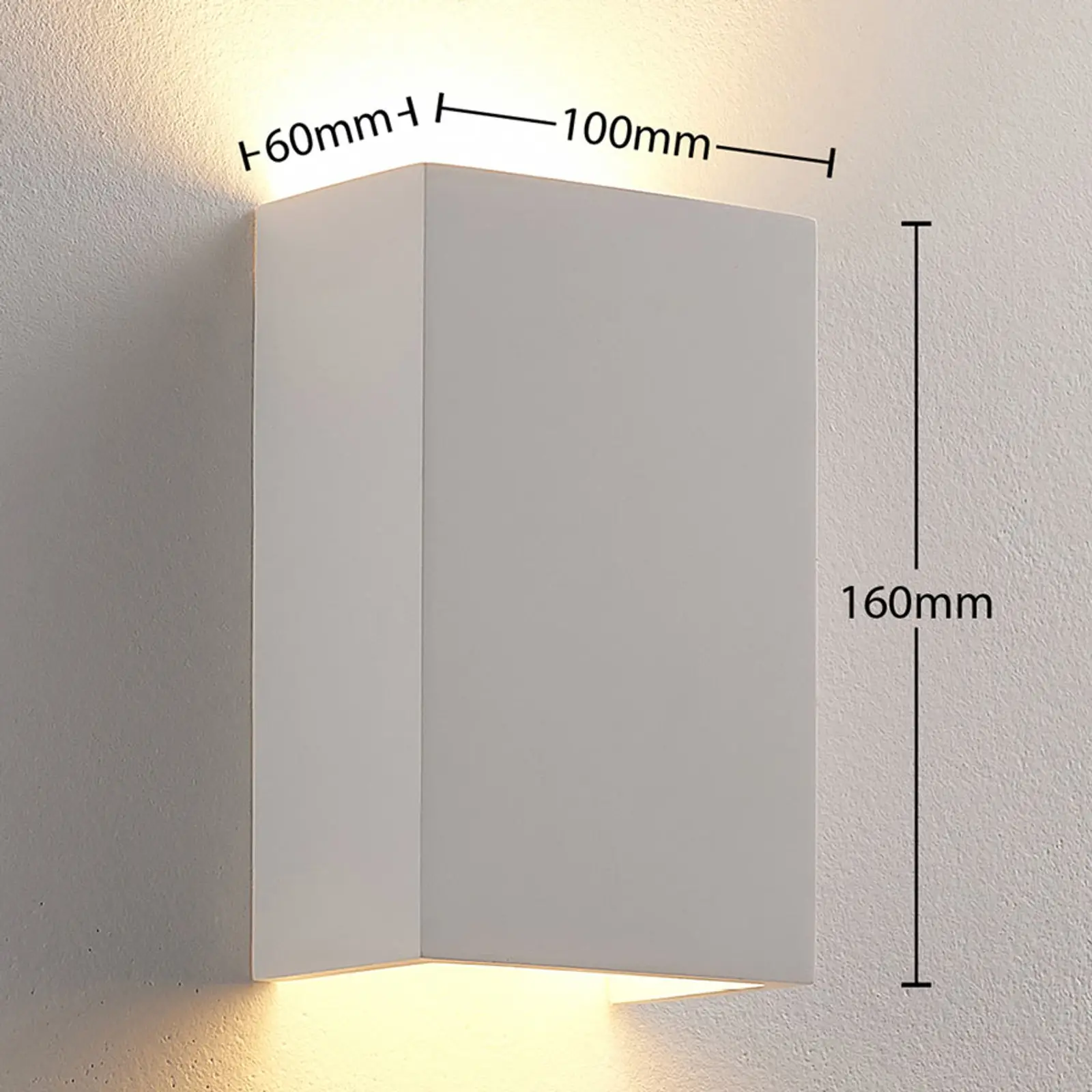 Lindby Colja gipso sieninis šviestuvas, baltas, kvadratinis