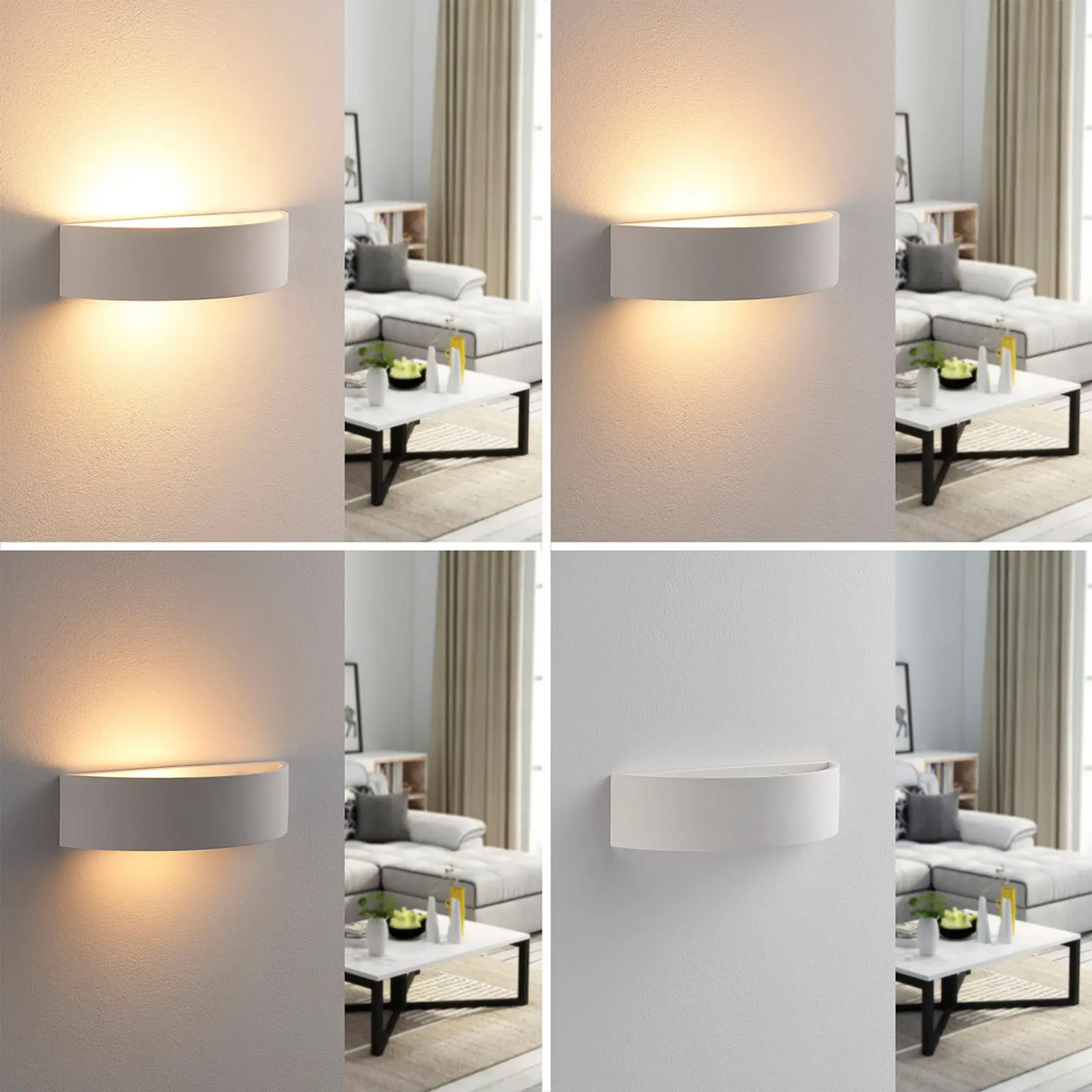 Lindby Aurel LED sienų apmušalas, gipsas, baltas, pusapvalis