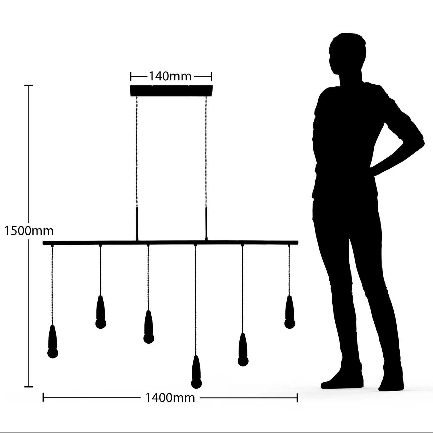 Lucande Carlea pakabinamas šviestuvas, šeši šviestuvai