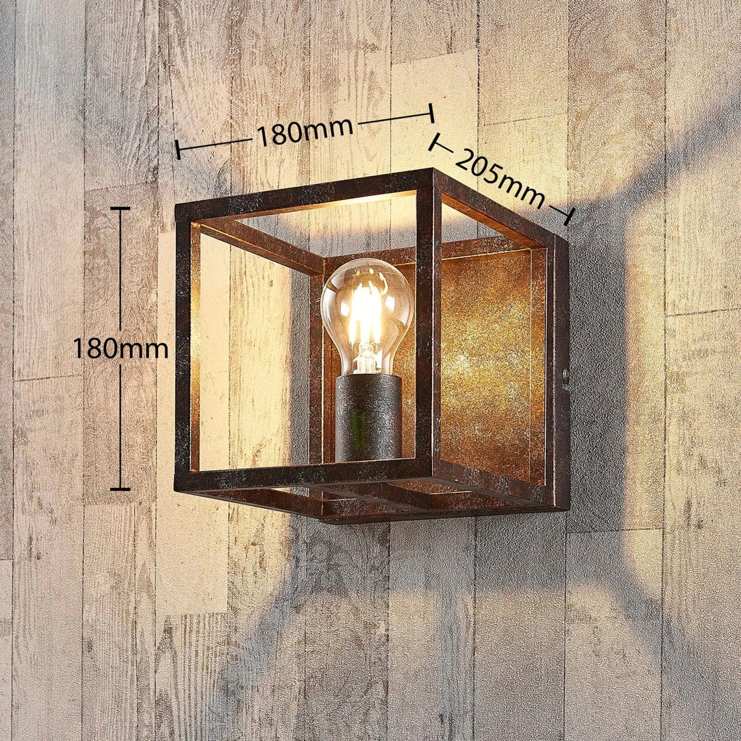 Rūdžių spalvos metalinis sieninis šviestuvas Emin