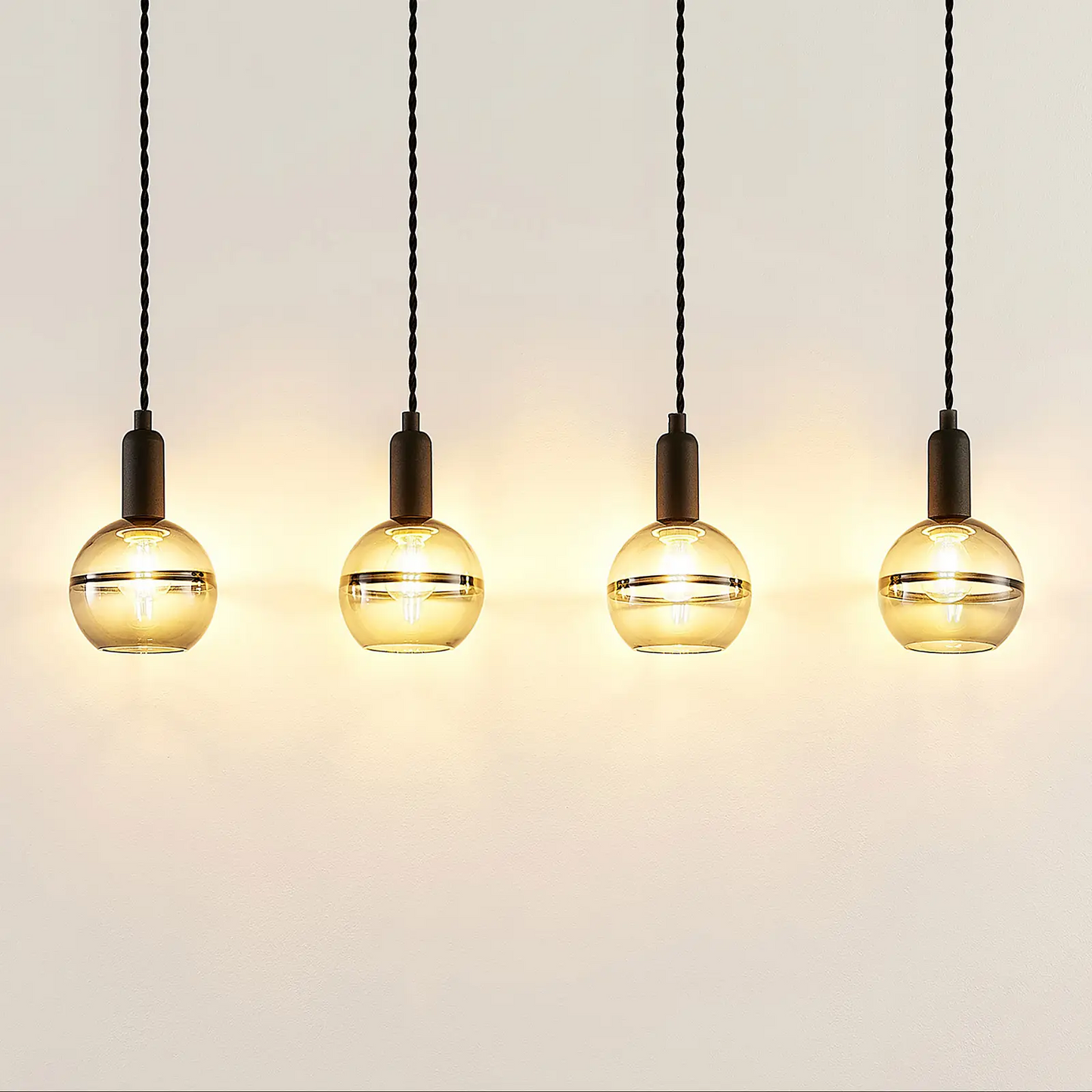 Lucande Ably pakabinamas šviestuvas, rūkyto stiklo, keturių šviesų