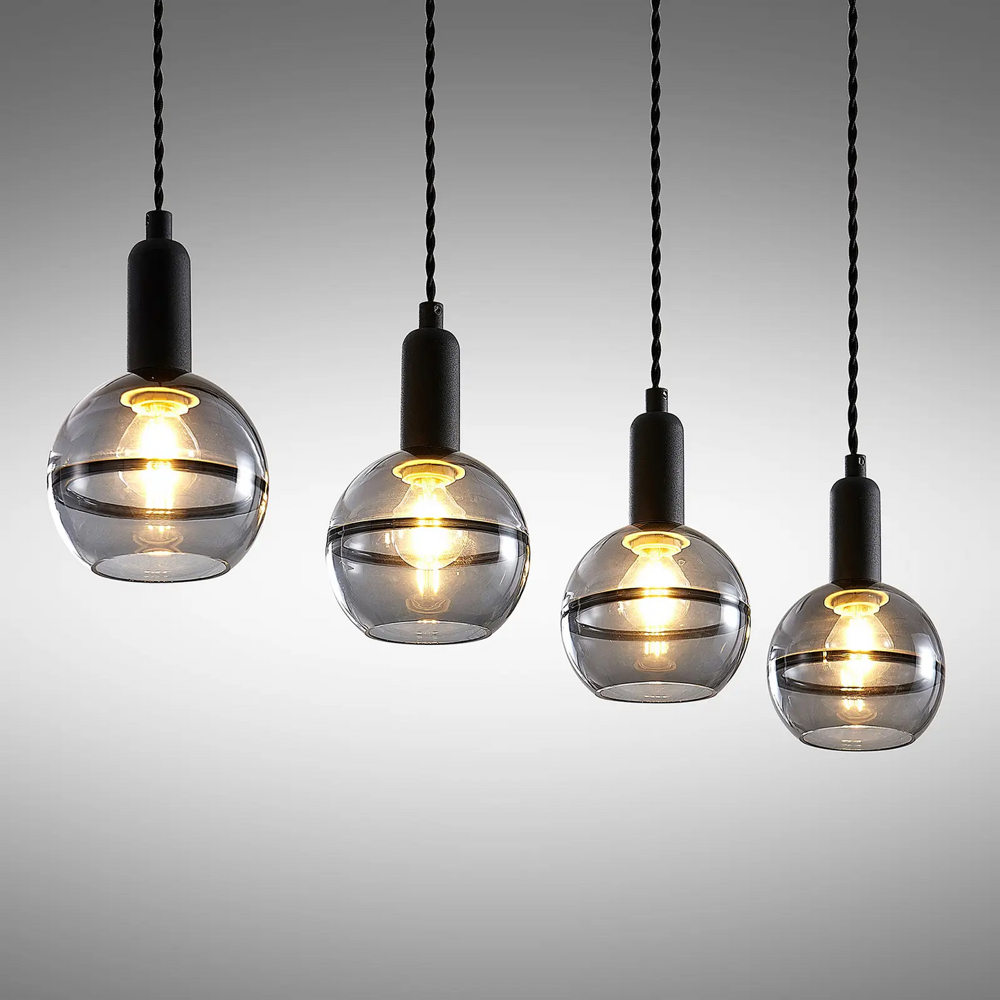 Lucande Ably pakabinamas šviestuvas, rūkyto stiklo, keturių šviesų