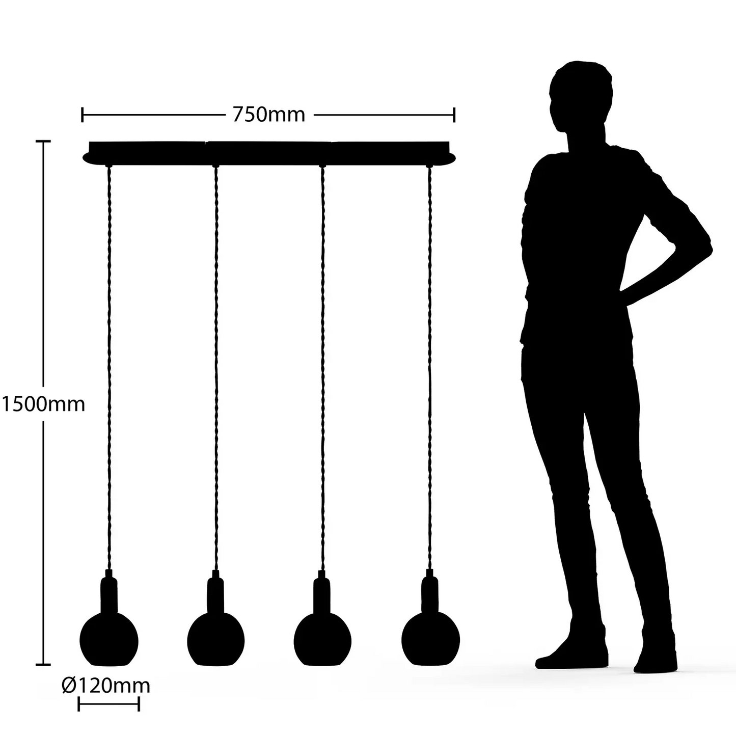Lucande Ably pakabinamas šviestuvas, rūkyto stiklo, keturių šviesų