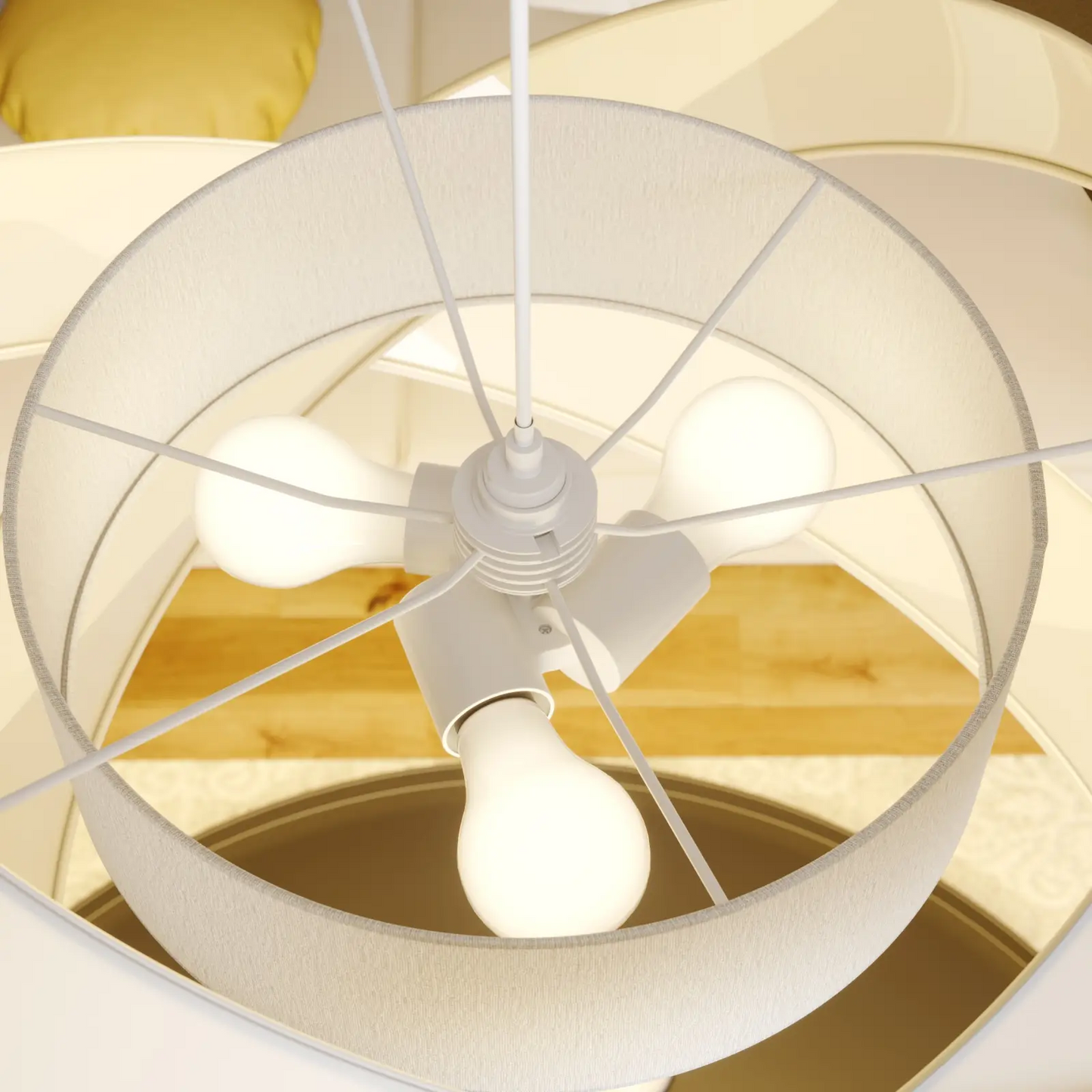 Lindby Simaria medžiaginis pakabinamas šviestuvas, juoda/pilka/balta