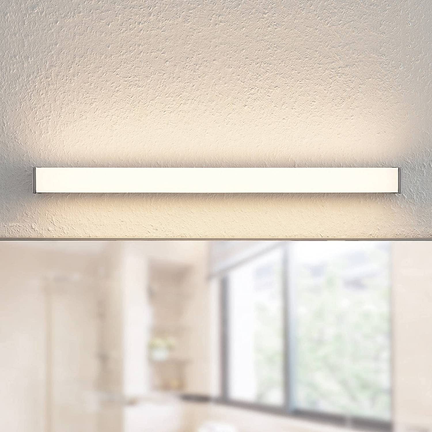 Archchio Djamal LED sieninis šviestuvas, IP44, chromas, 53 cm