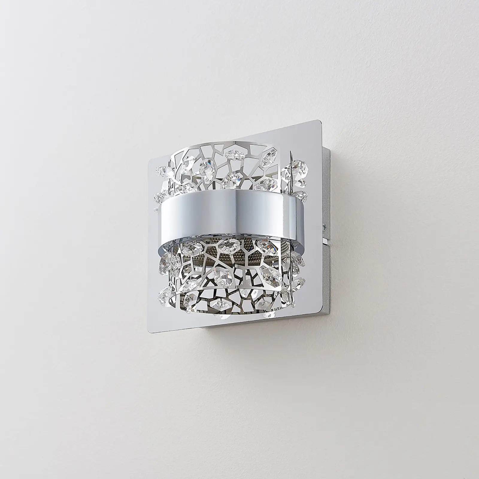 Neelie LED sieninis šviestuvas su stiklo akmenimis, 1 lemputė