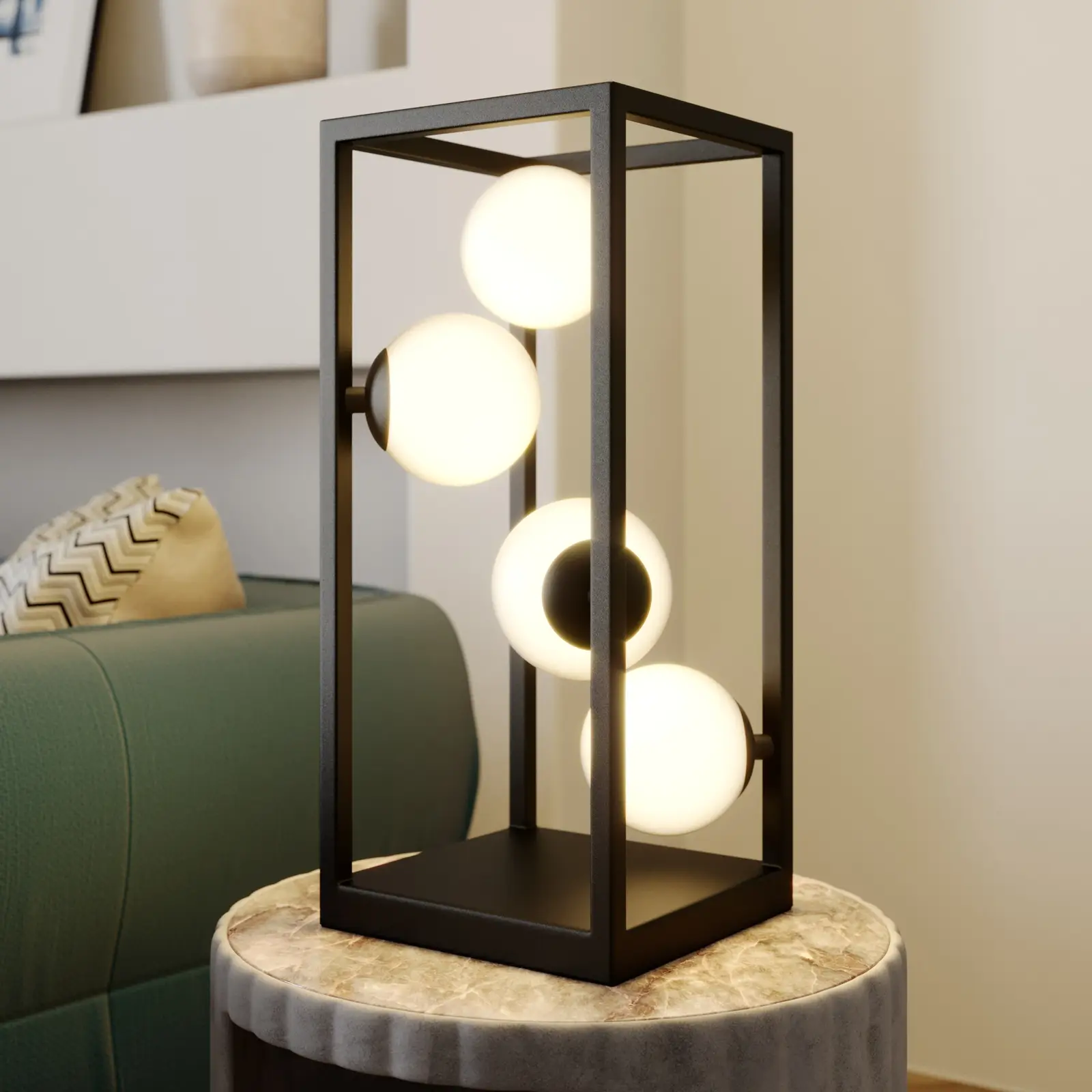 Lindby Utopia LED stalinis šviestuvas su stiklinėmis sferomis