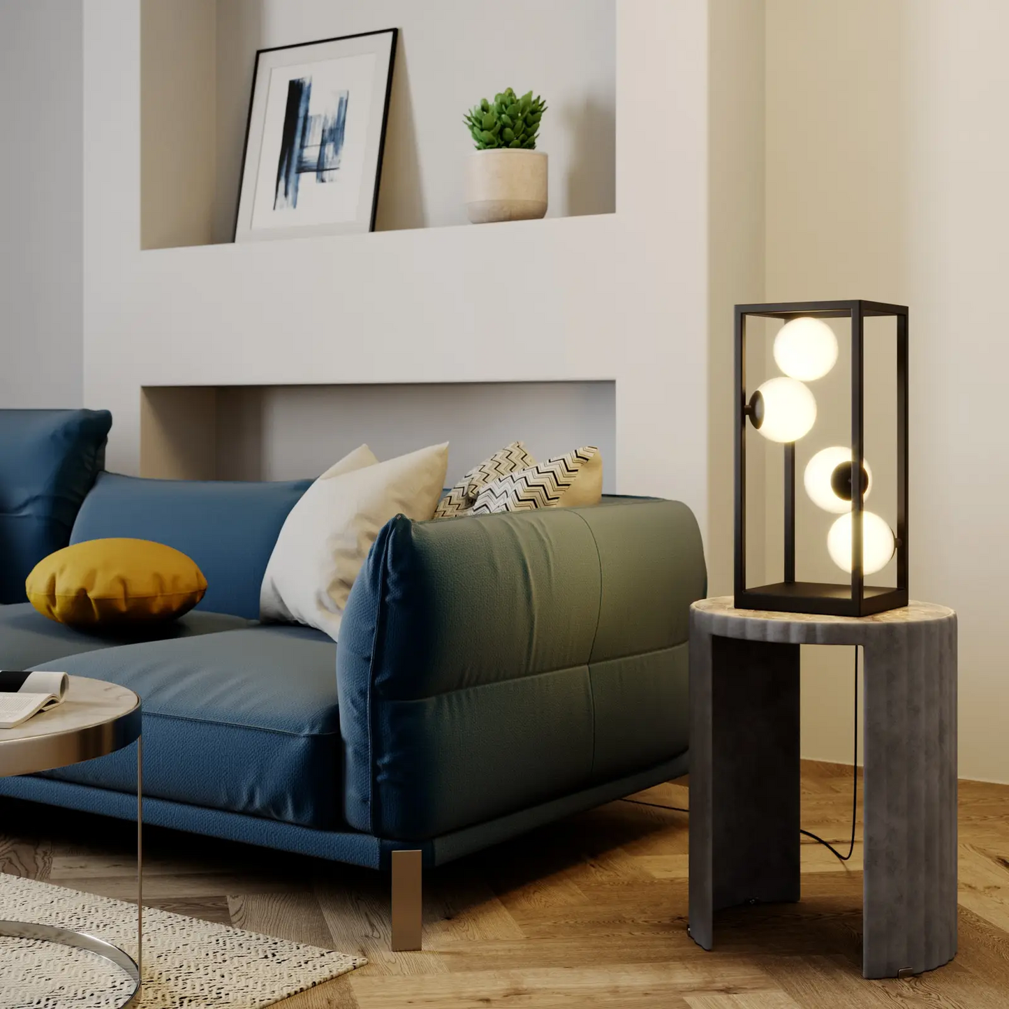 Lindby Utopia LED stalinis šviestuvas su stiklinėmis sferomis