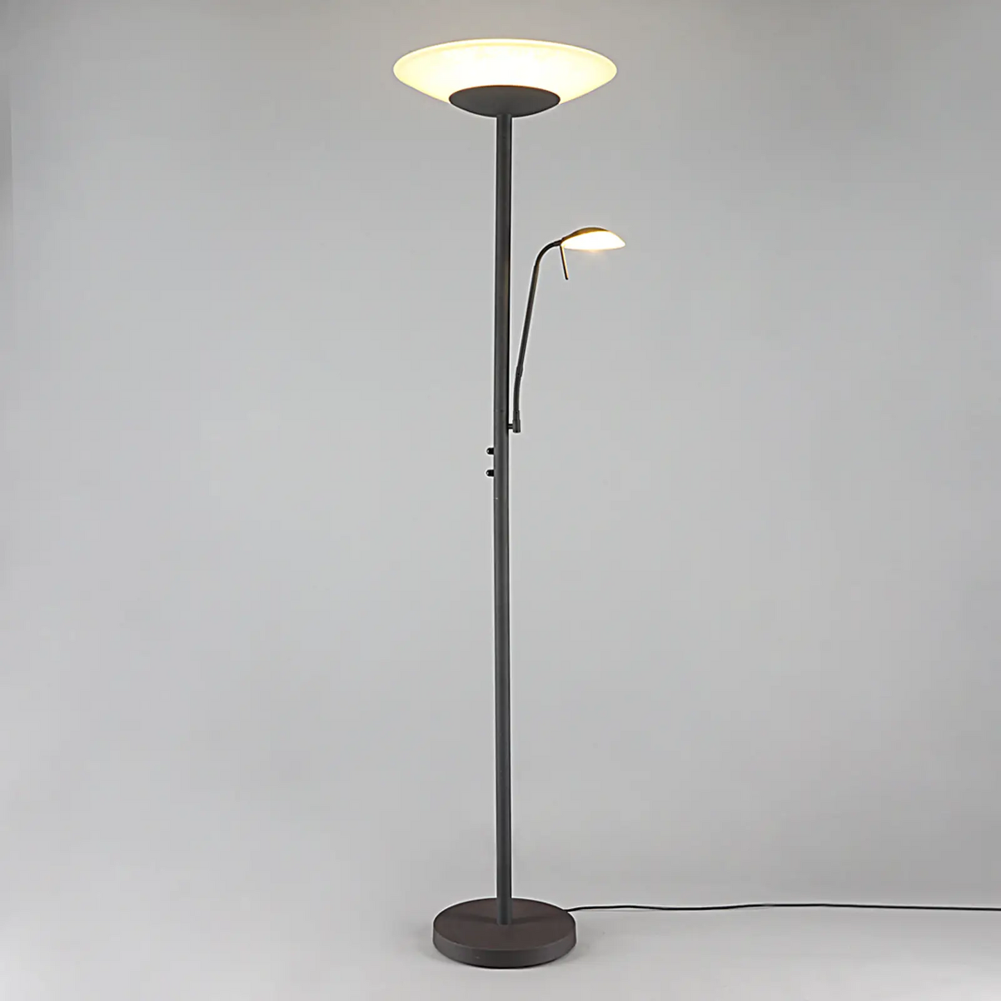 Ragna LED aukštyn šviestuvas su skaitymo lempute, antikvarinis juodas