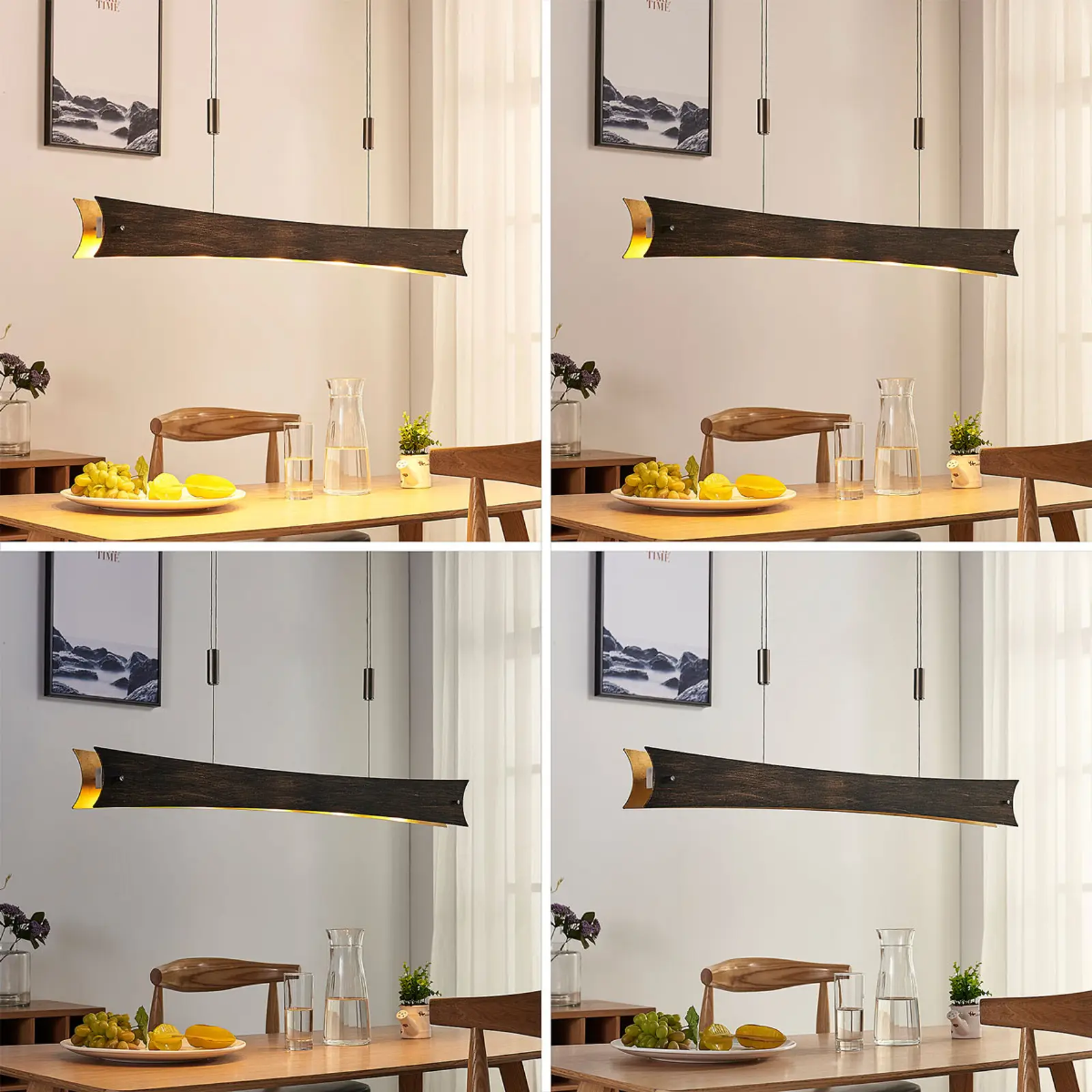 Pritemdomas Ebba LED pakabinamas šviestuvas, juodos ir auksinės spalvos