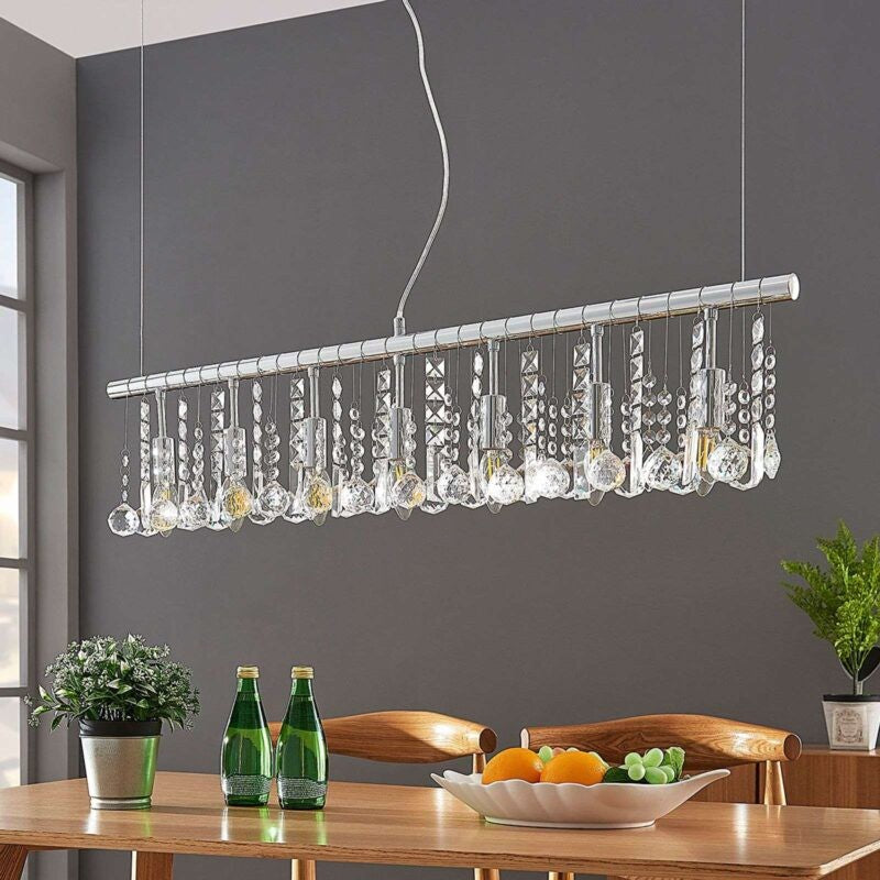 Septynių lempučių Matei pakabinamas šviestuvas, chromas