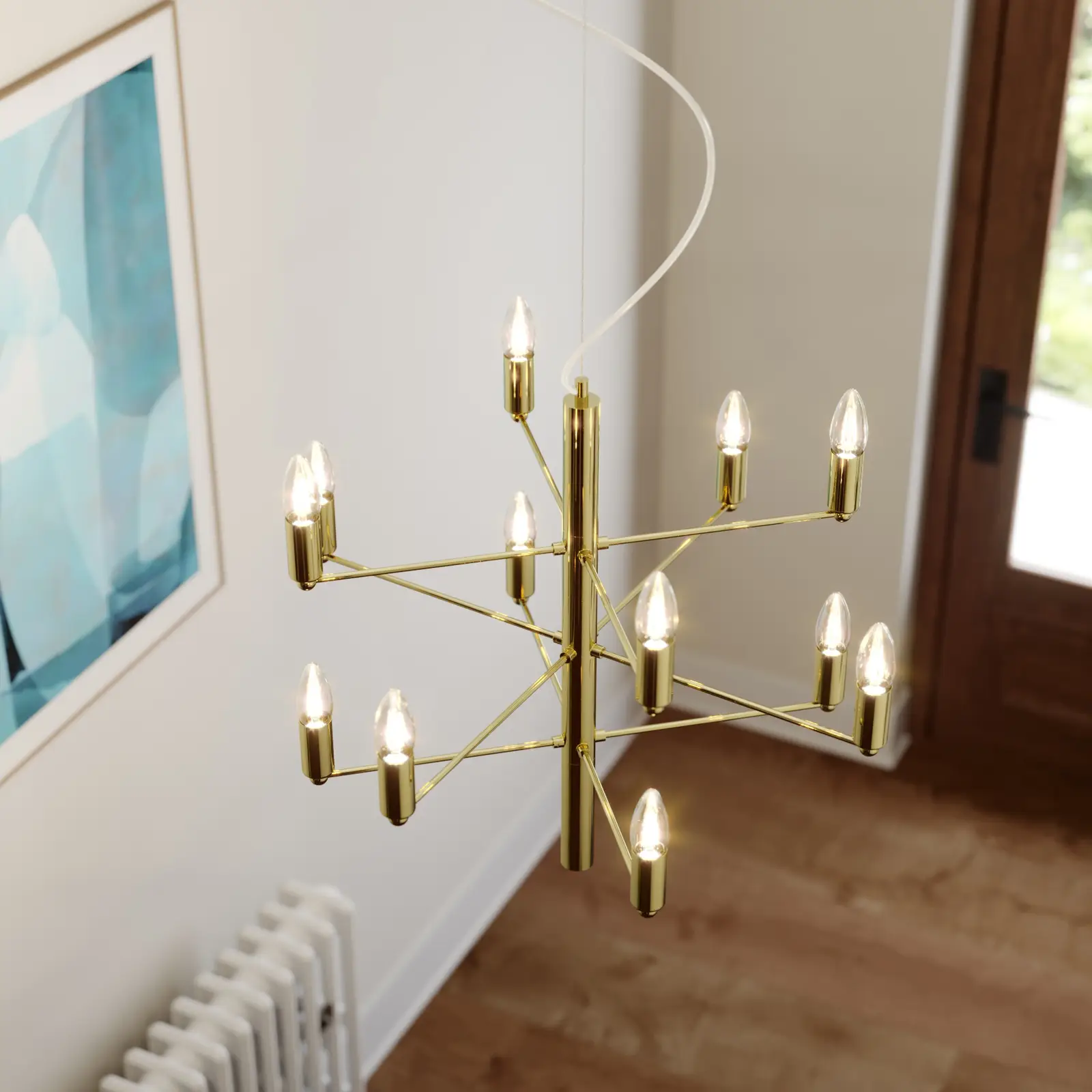 Tadina sietynas, dvylika lempučių, žalvaris