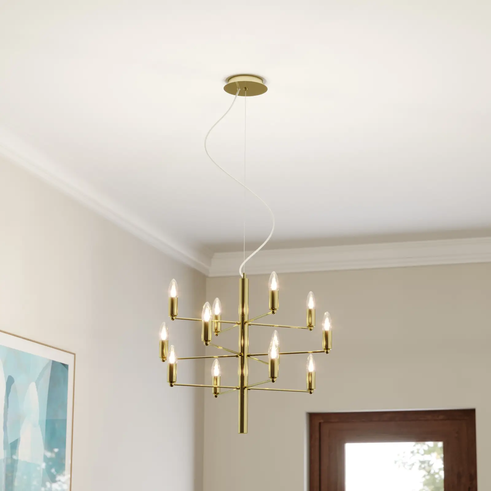 Tadina sietynas, dvylika lempučių, žalvaris