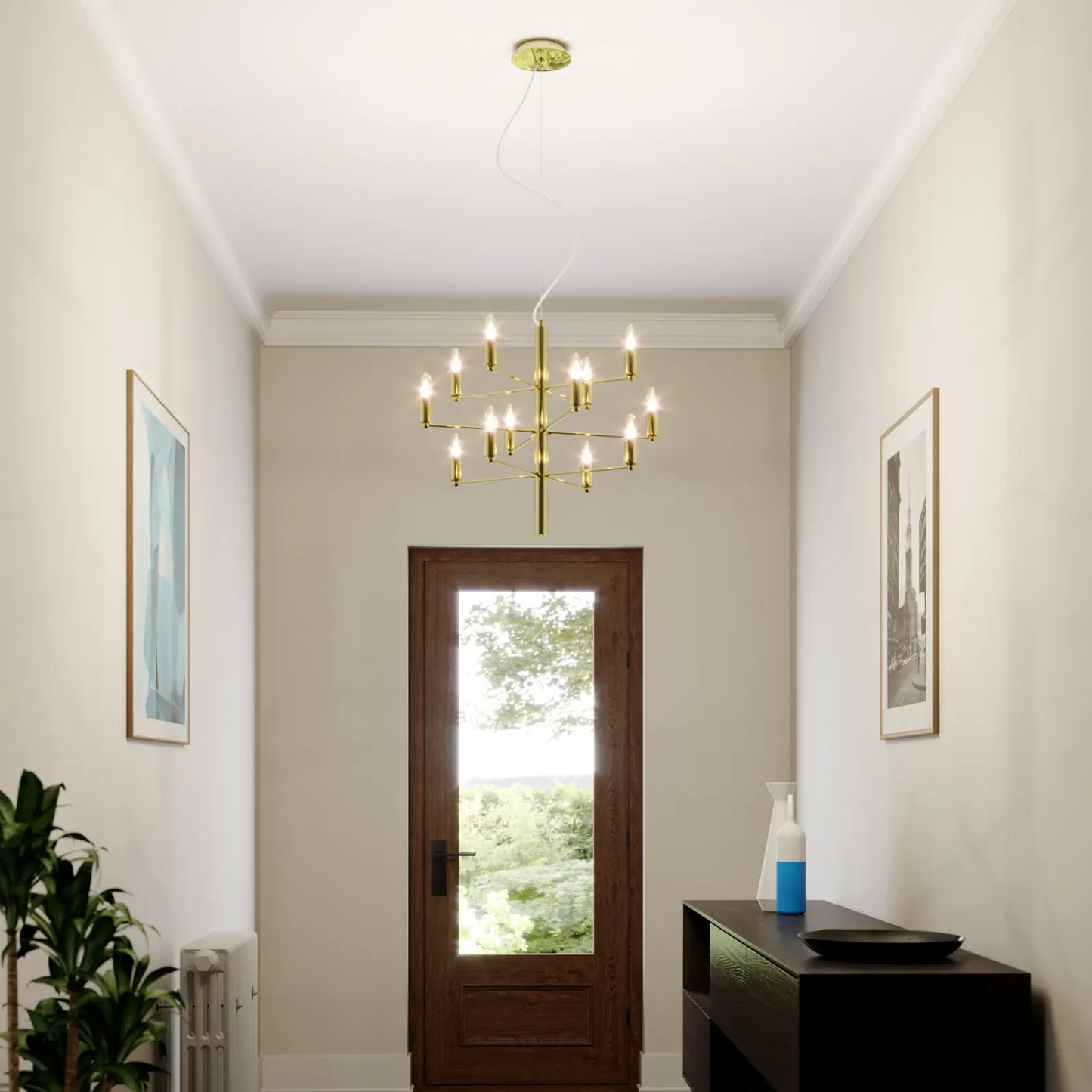 Tadina sietynas, dvylika lempučių, žalvaris