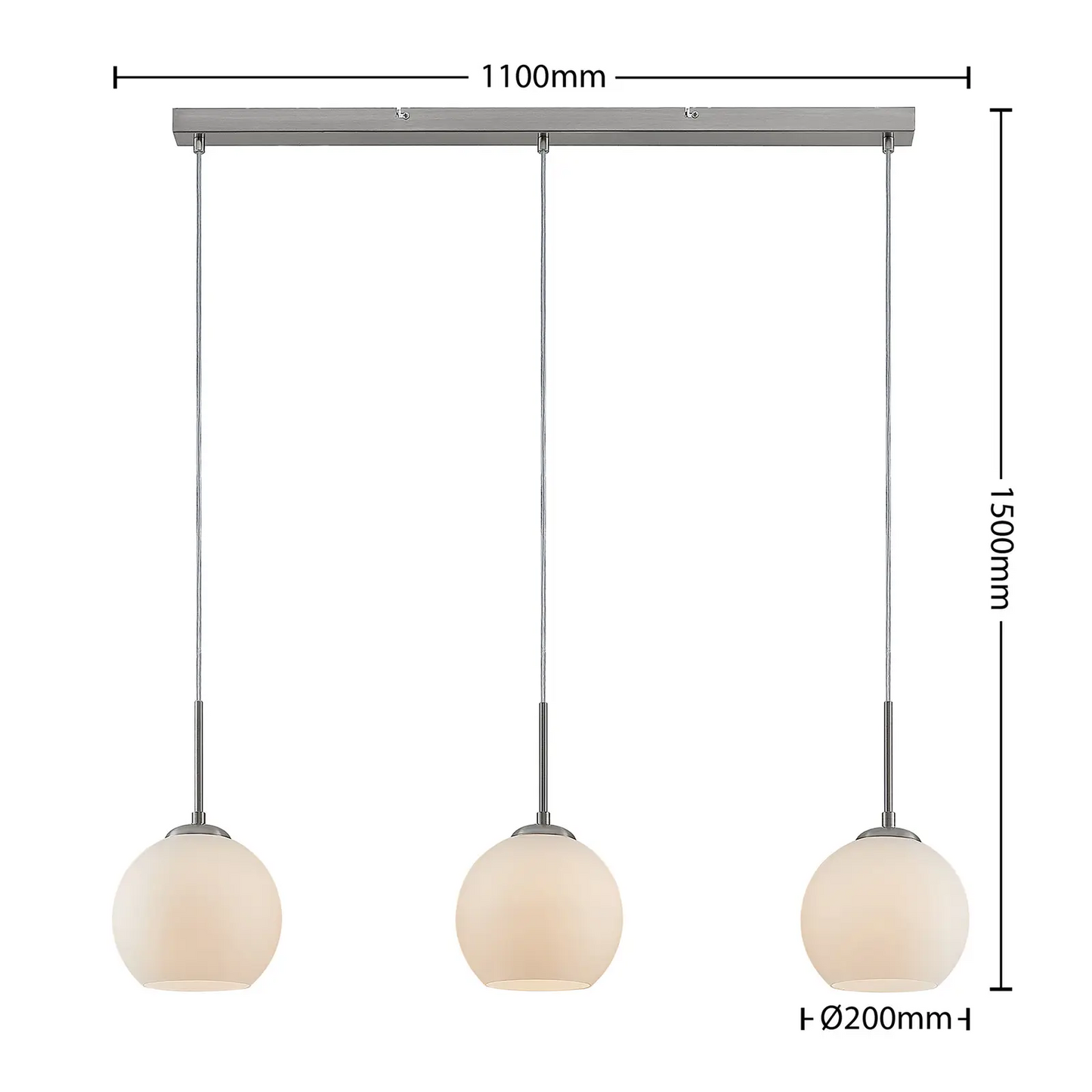 Lindby Sofian pakabinamas šviestuvas, trijų lempučių, baltas