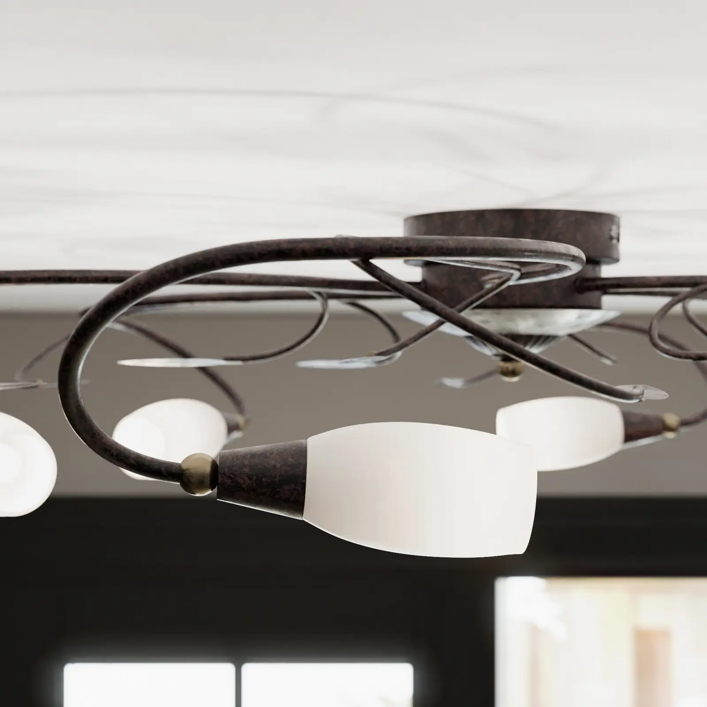 Žaismingas lubinis šviestuvas Claudi, antikvarinis ruda