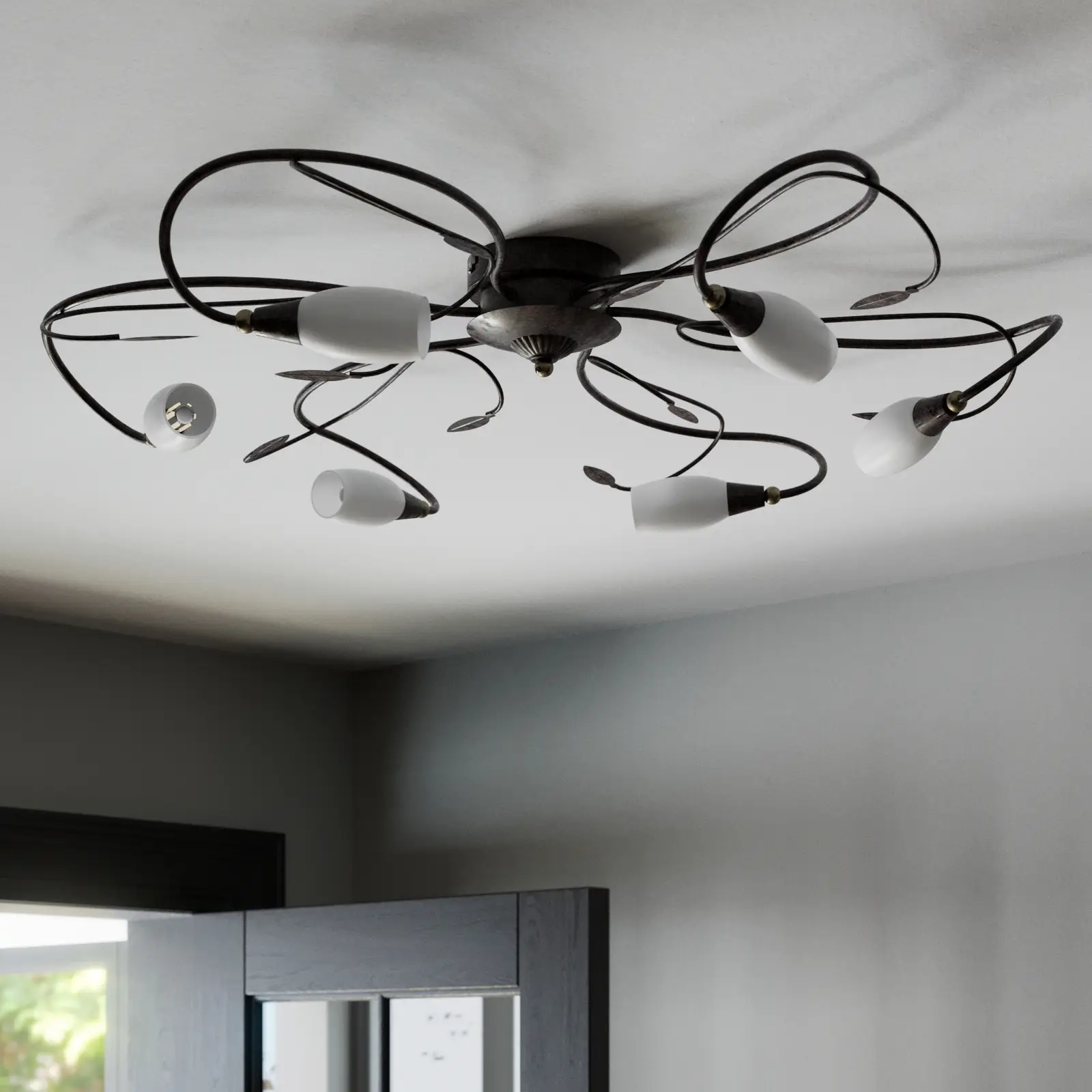 Žaismingas lubinis šviestuvas Claudi, antikvarinis ruda