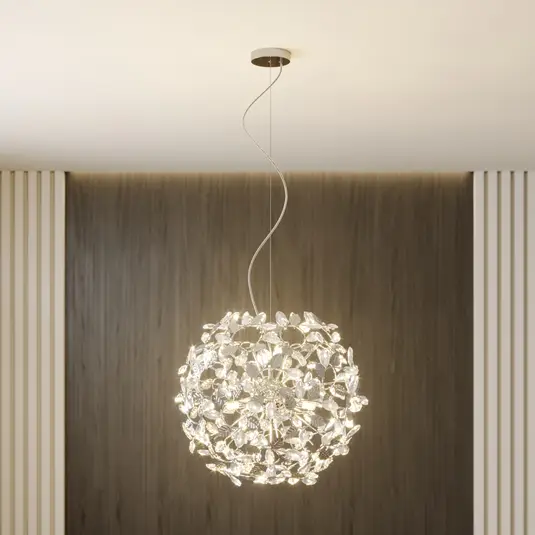 Romantiškai atrodantis Bjarne pakabinamas šviestuvas, chromas