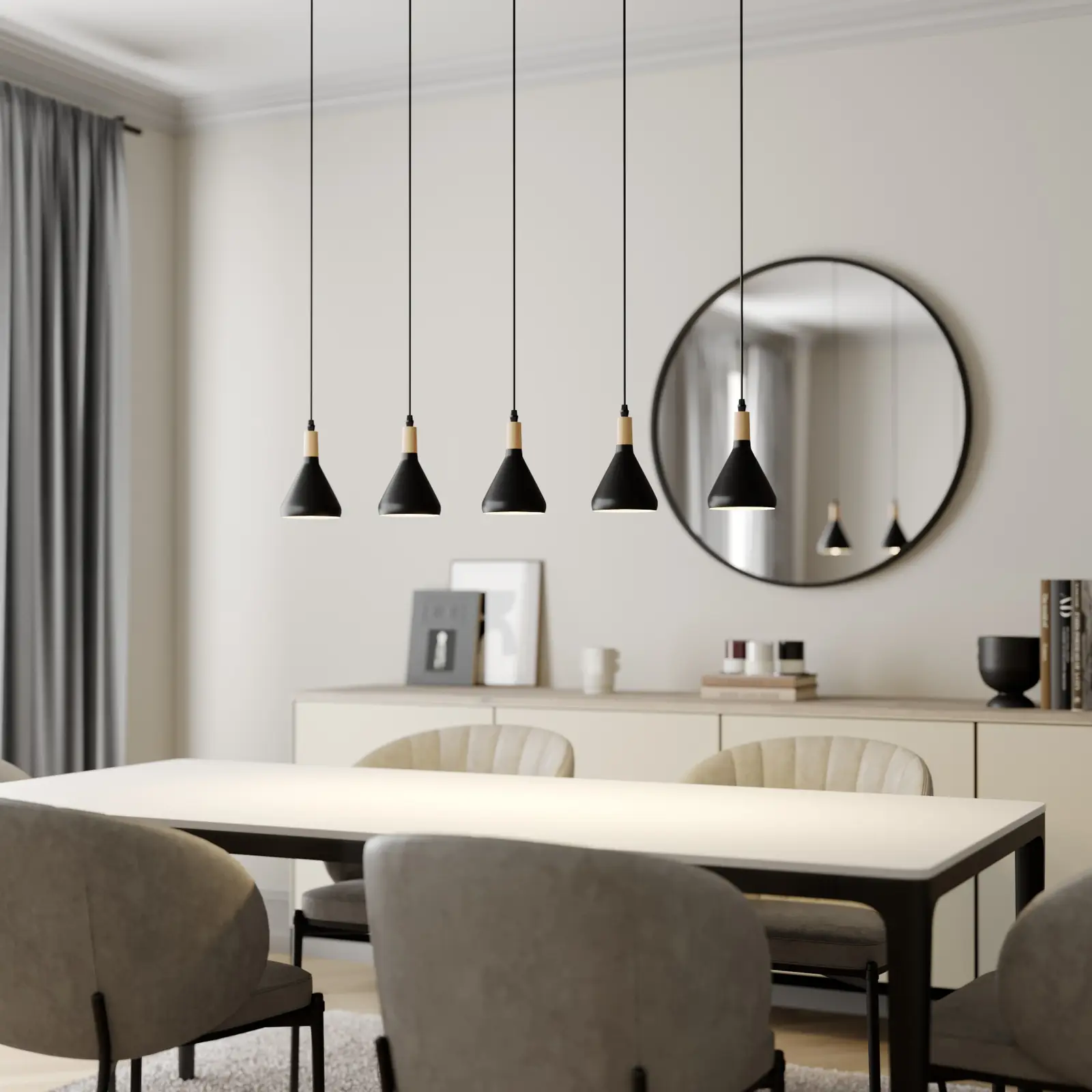 Arina LED pakabinamas šviestuvas juodos spalvos, 5 lemputės