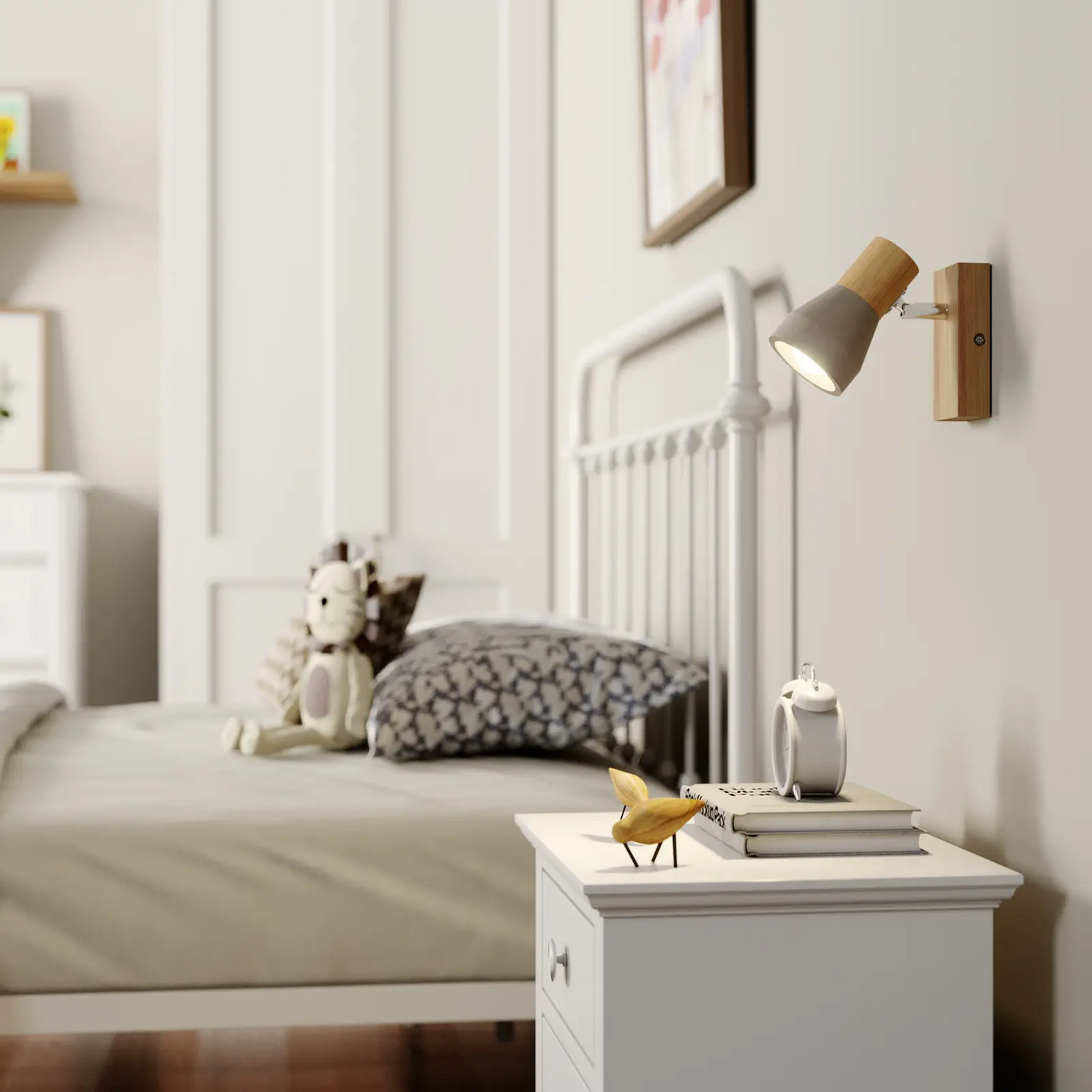 LED prožektorius Filiz iš medžio ir betono, 1 lempa