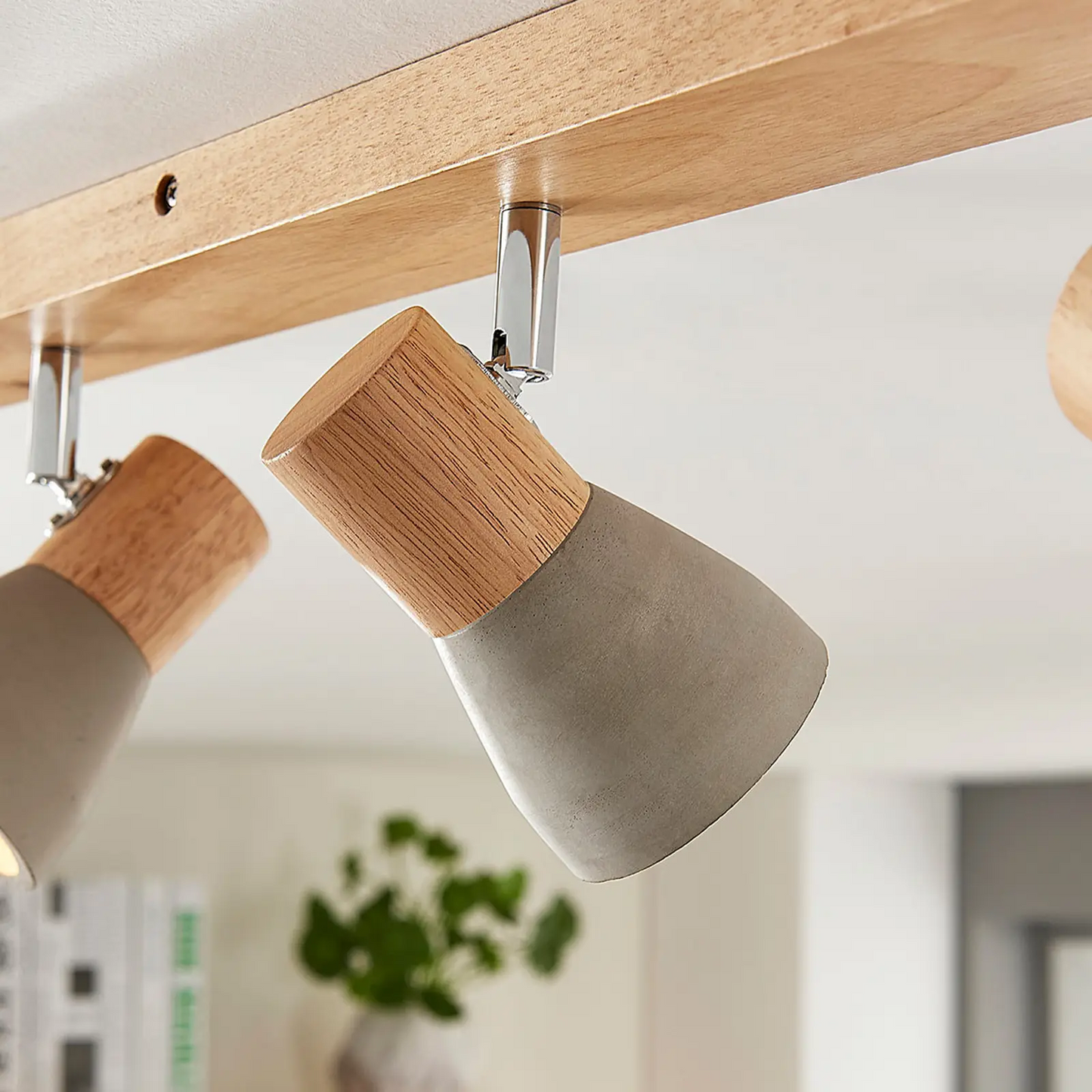 LED prožektorius Filiz pagamintas iš medžio ir betono, 4 lemputės