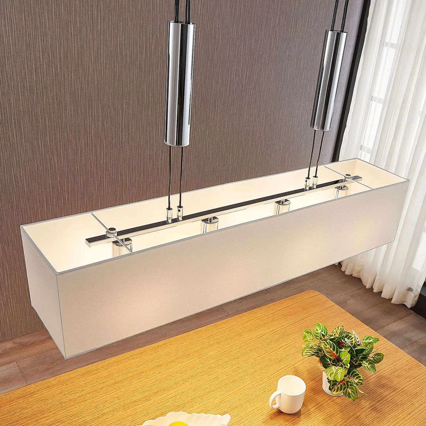 Medžiaginis pakabinamas šviestuvas Mariat, reguliuojamo aukščio, kampinis